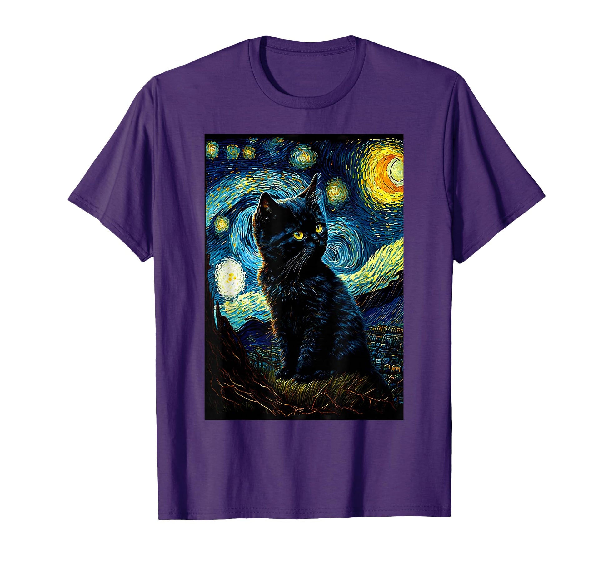 Starry Night Cat Van Gogh Cat Cat T-Shirt - Aesthetic Graphic Men Women - T-Shirt, Sweatshirt, Hoodie