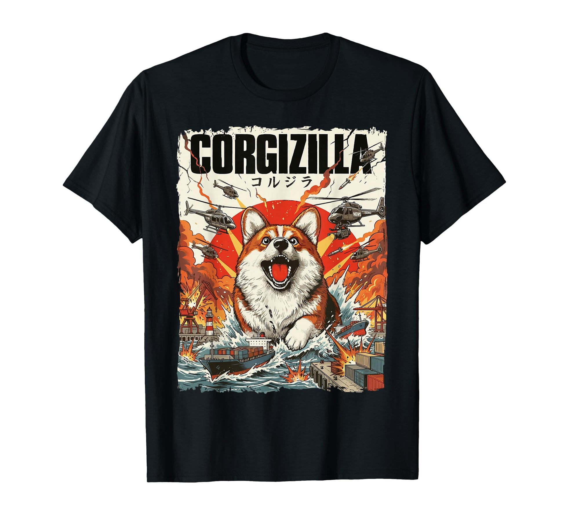 Corgizilla Parody Japanese Art Corgi T-Shirt - Minimalist Print for Adults - T-Shirt, Sweatshirt, Hoodie