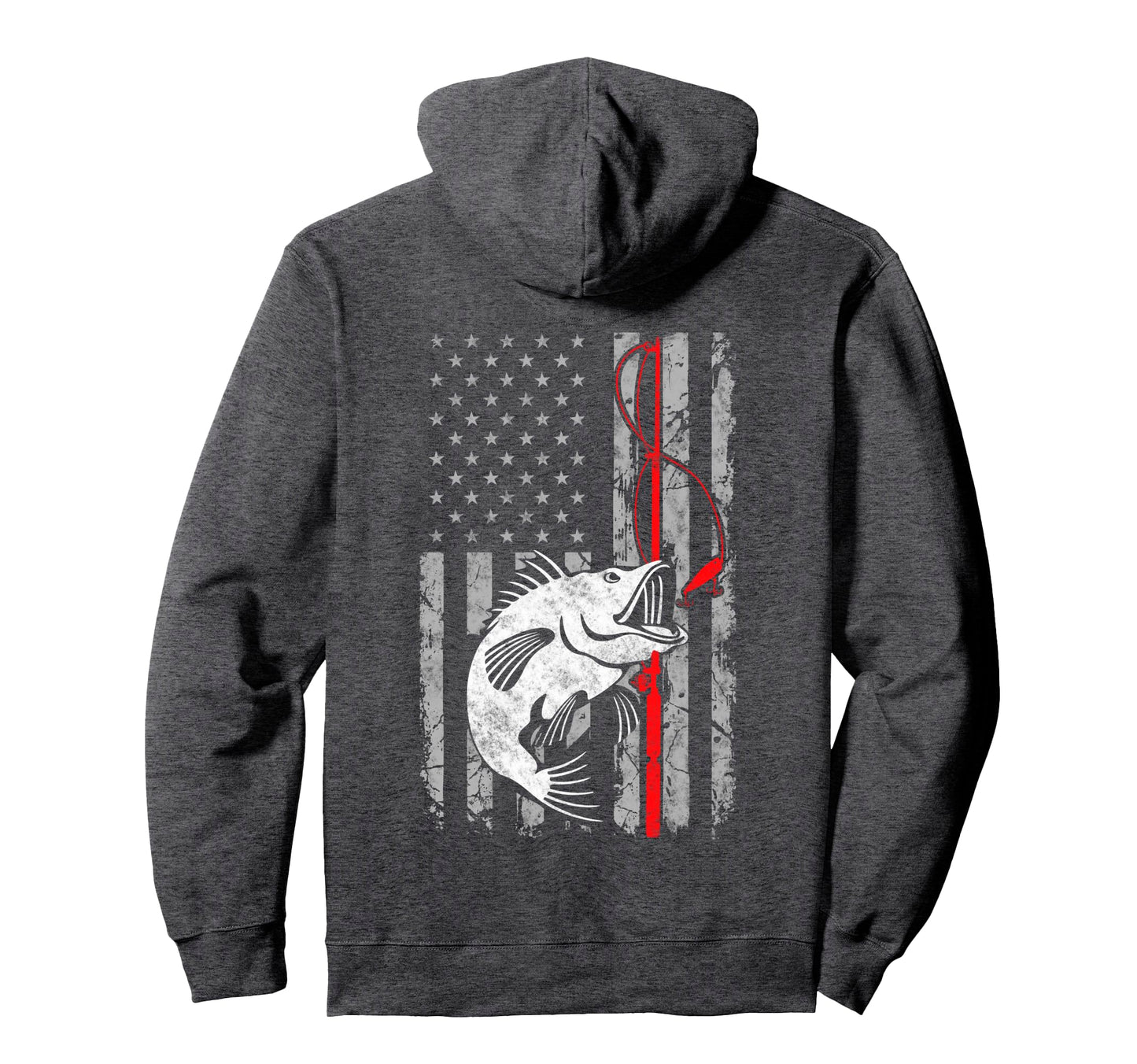 Fishing American Flag Usa Bass Hoodie - Aesthetic Graphic for Adults - T-Shirt, Sweatshirt, Hoodie