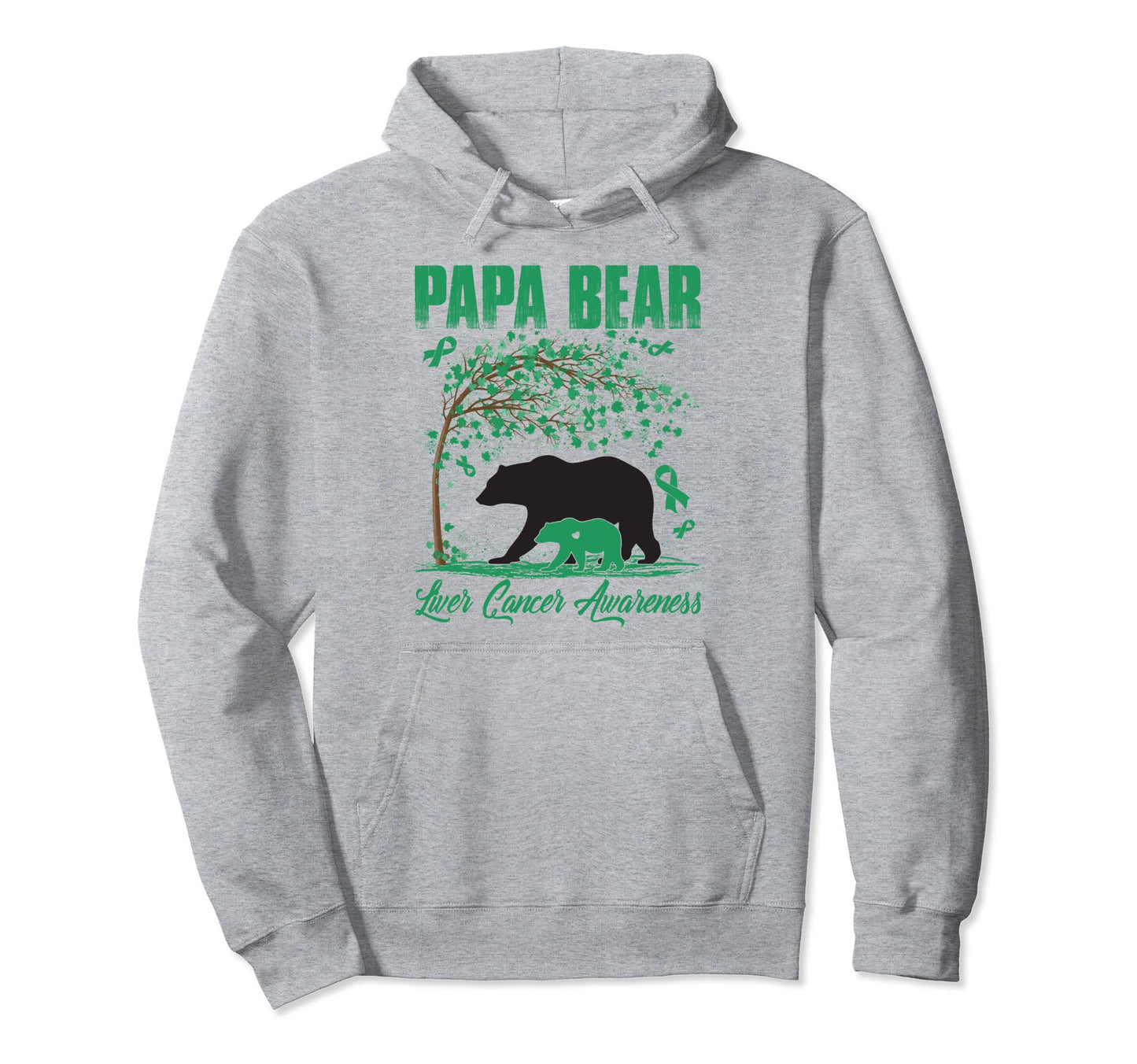 Proud Papa Bear Liver Cancer Awareness Hoodie - Aesthetic Graphic Unisex - T-Shirt, Sweatshirt, Hoodie