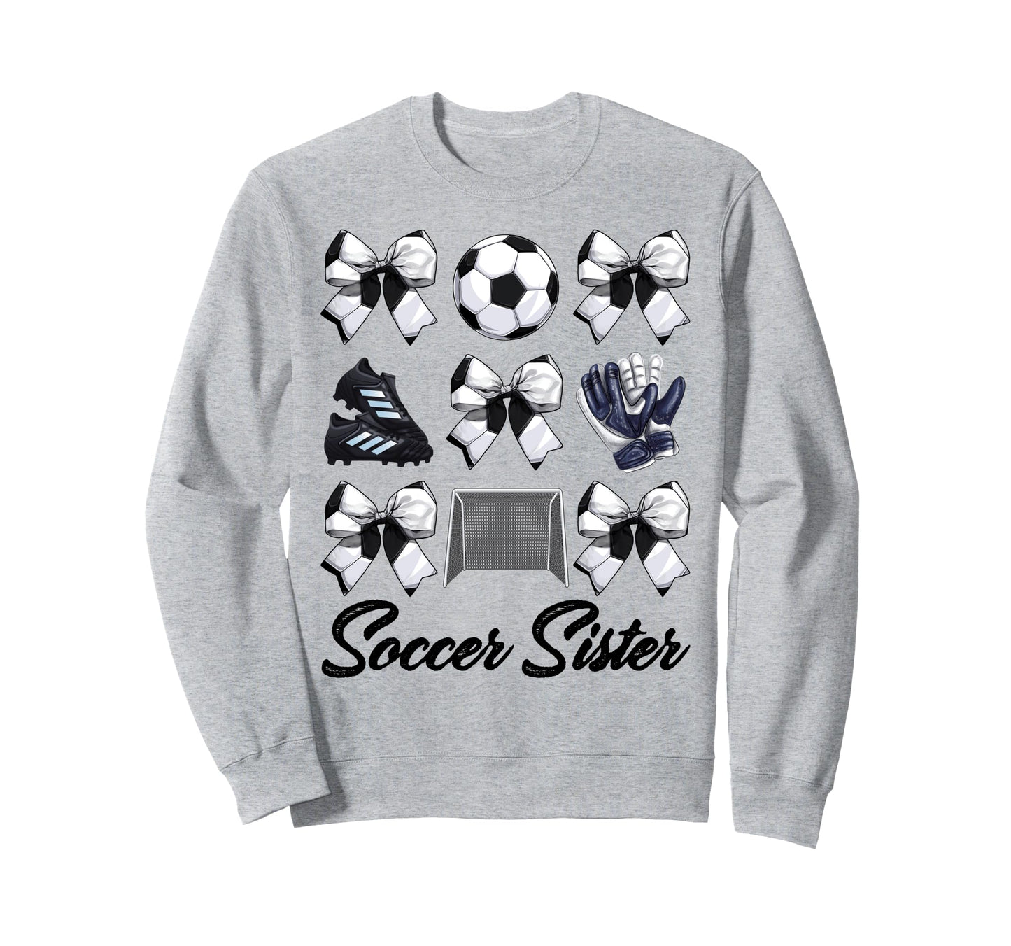 Soccer Sister Bow Soccer Mom Sweatshirt - Minimalist Print for Adults - T-Shirt, Sweatshirt, Hoodie