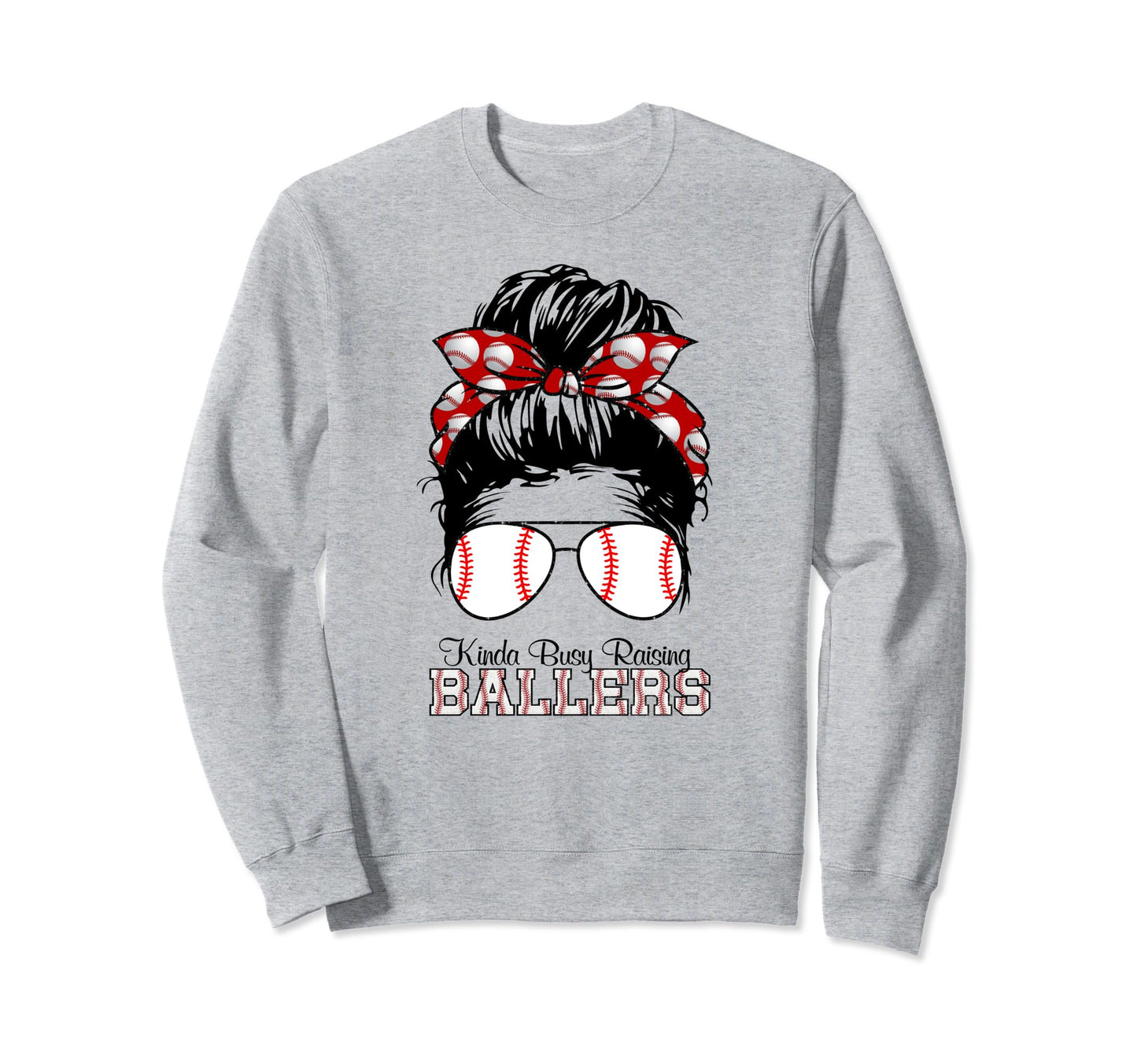 Kinda Busy Raising Ballers Messy Sweatshirt - Minimalist Print for Adults - T-Shirt, Sweatshirt, Hoodie