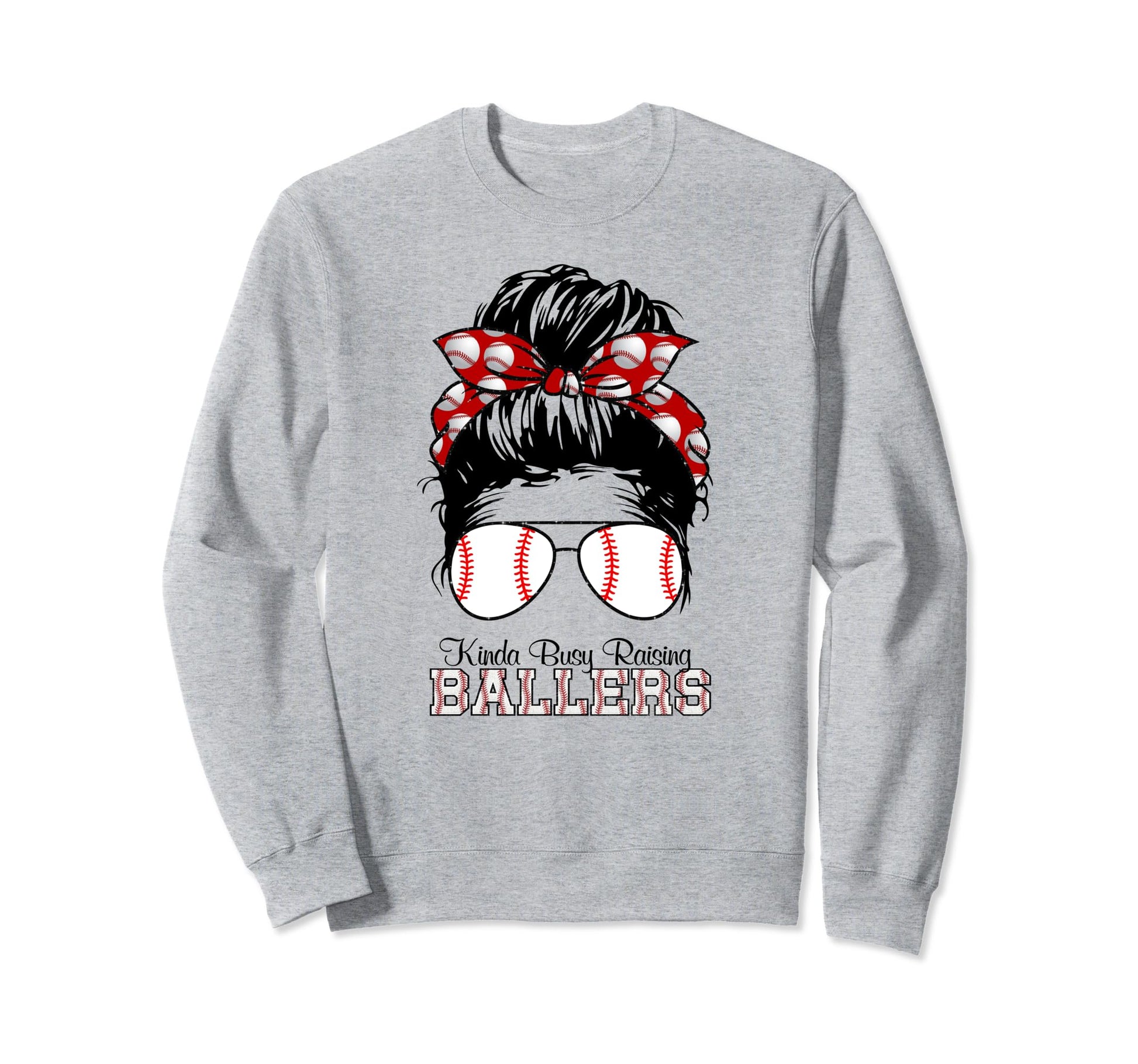 Kinda Busy Raising Ballers Messy Sweatshirt - Minimalist Print for Adults - T-Shirt, Sweatshirt, Hoodie