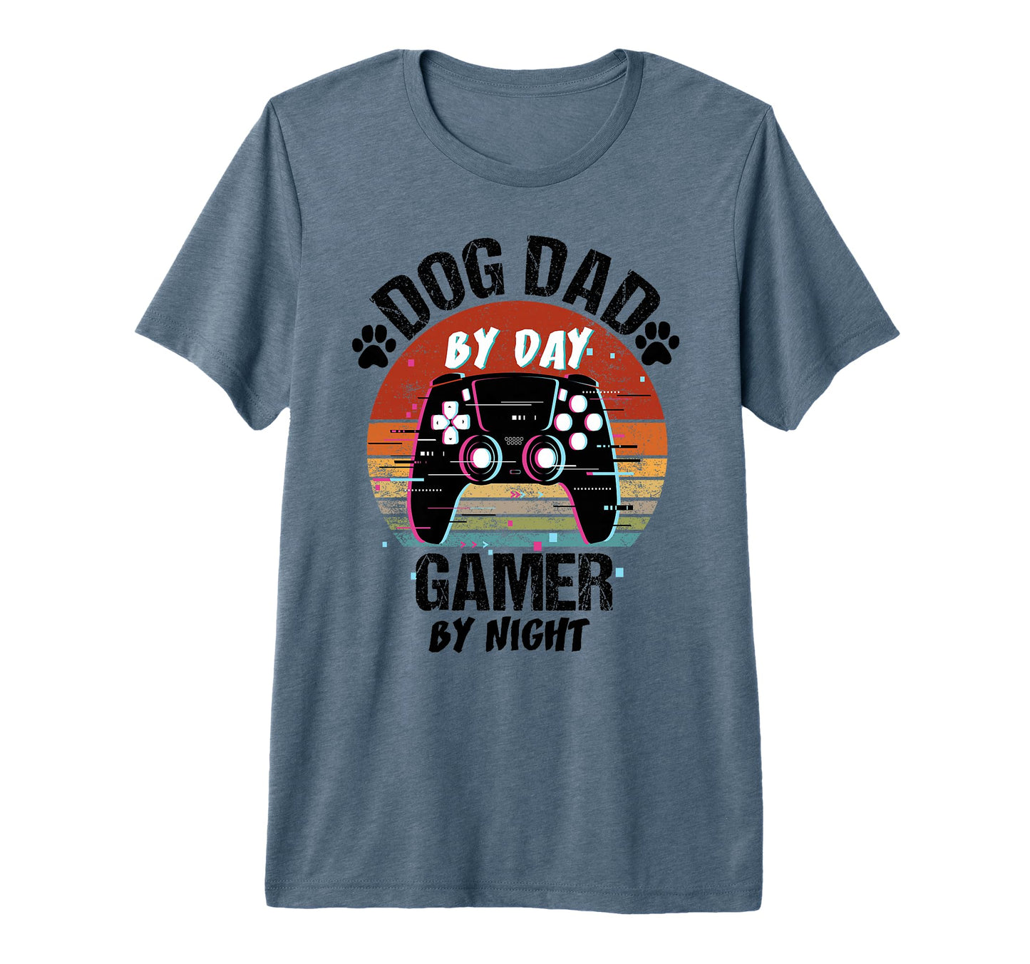 Mens Dog Dad Day Gamer Night Fathers Day T-Shirt - Graphic Print Men Women - T-Shirt, Sweatshirt, Hoodie