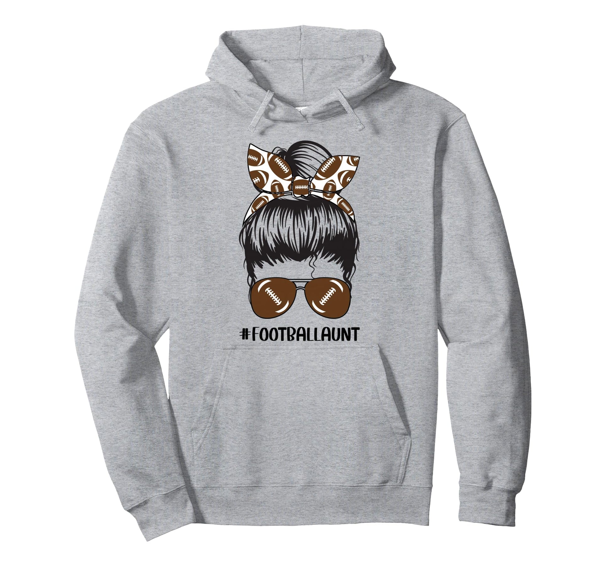 Football Aunt Messy Bun Sunglasses Hoodie - Minimalist Print Men Women - T-Shirt, Sweatshirt, Hoodie