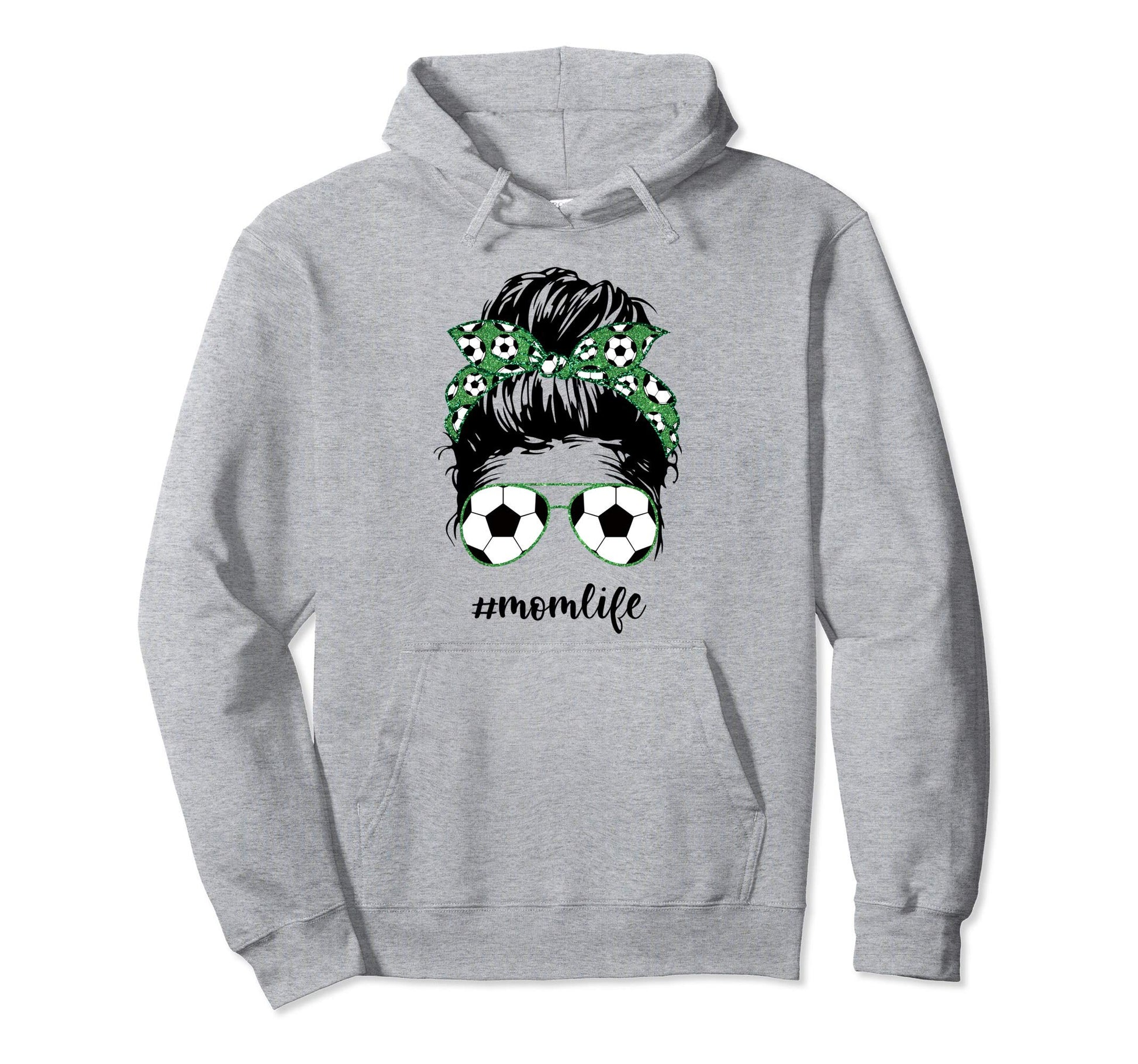 Mom Life Soccer Mom Messy Bun Funny Mothers Hoodie - Unique Graphic Unisex - T-Shirt, Sweatshirt, Hoodie
