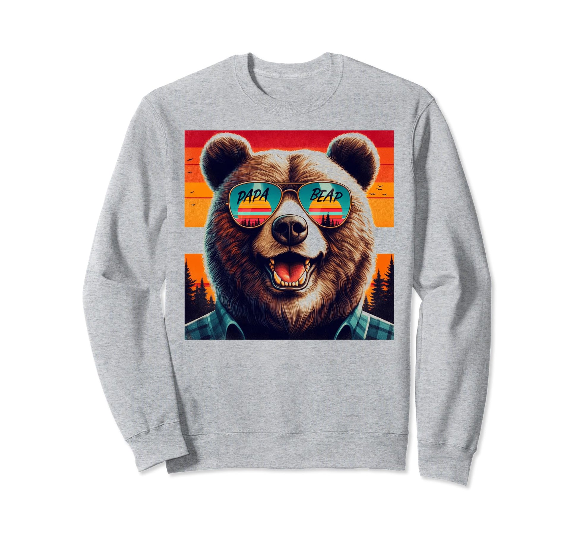 Papa Bear Sunglasses Funny Bear Sweatshirt - Minimalist Print for Adults - T-Shirt, Sweatshirt, Hoodie
