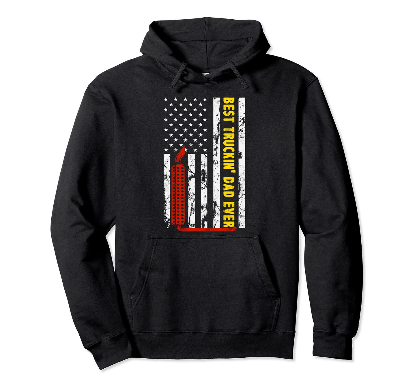 Best Truckin Dad Ever Thin Yellow Hoodie - Fun Novelty Design Men Women - T-Shirt, Sweatshirt, Hoodie