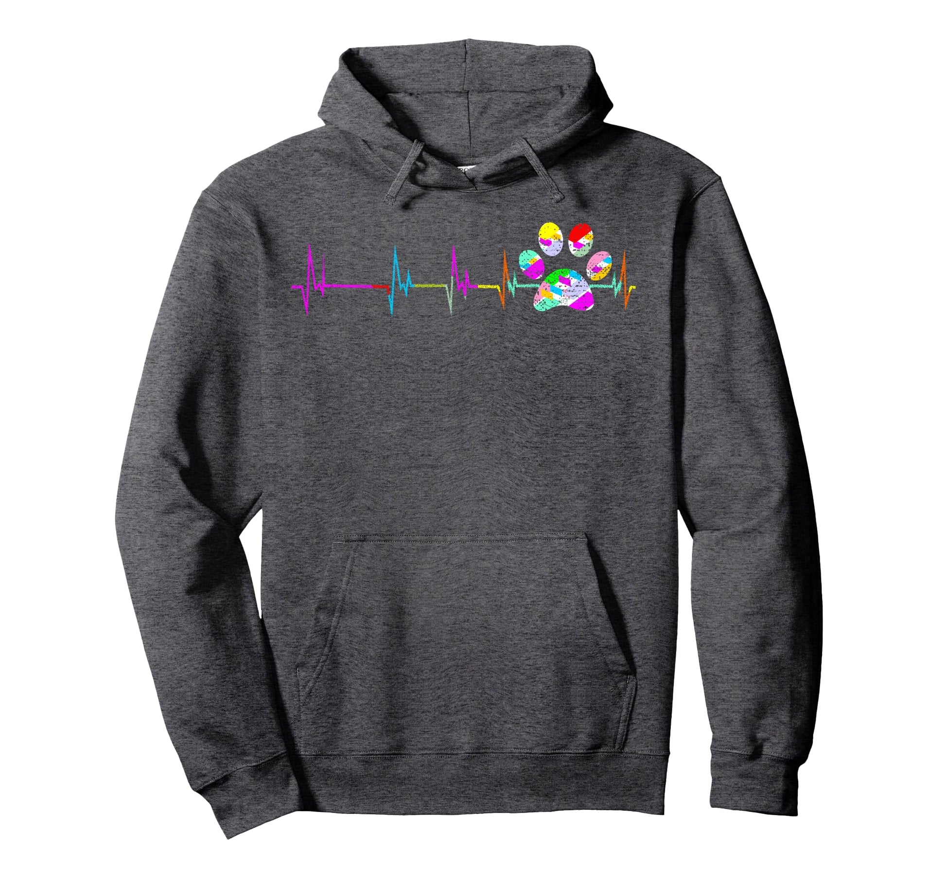 Dog Paw Heartbeat Mom Love Dogs Hoodie - Trendy Graphic Men Women - T-Shirt, Sweatshirt, Hoodie