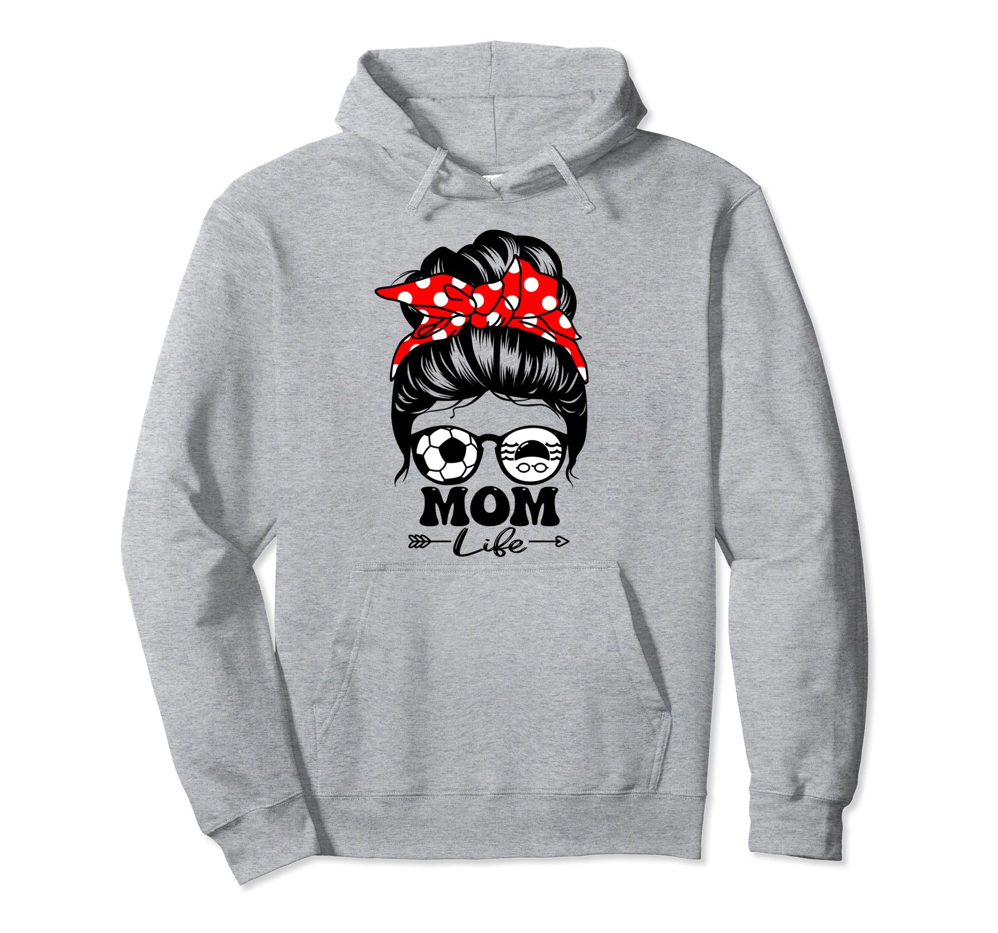 Mom Life Messy Bun Hair Funny Swim Hoodie - Streetwear Style for Adults - T-Shirt, Sweatshirt, Hoodie