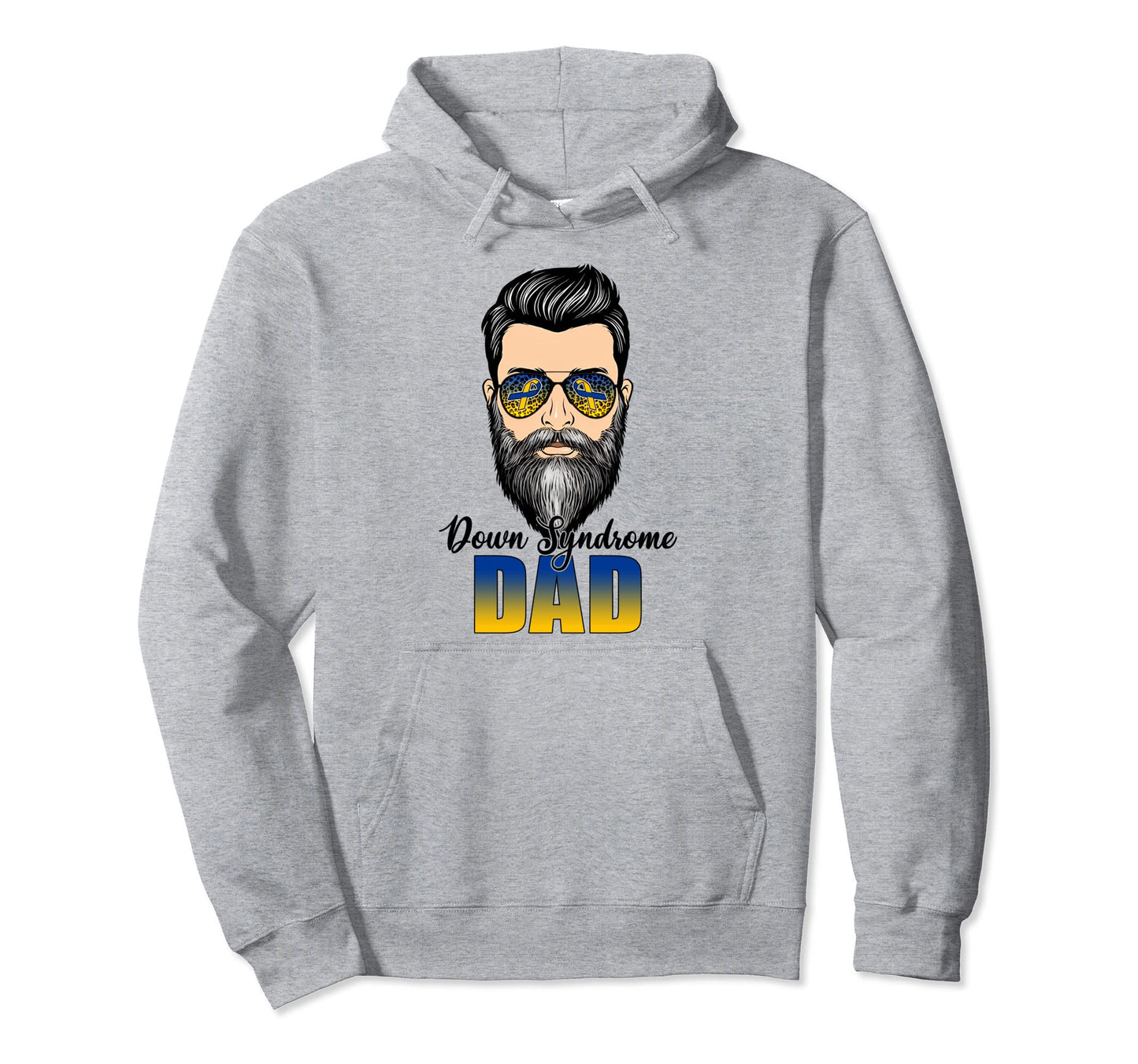 Bearded Leopard Blue Yellow Ribbon Hoodie - Minimalist Print Men Women - T-Shirt, Sweatshirt, Hoodie