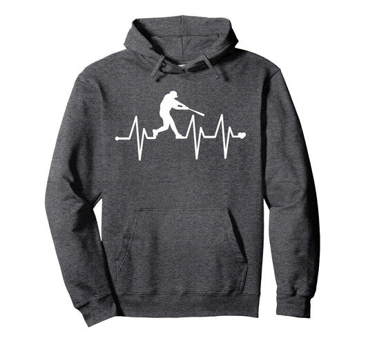 Baseball Heartbeat Pulse Hoodie - Aesthetic Graphic Men Women - T-Shirt, Sweatshirt, Hoodie