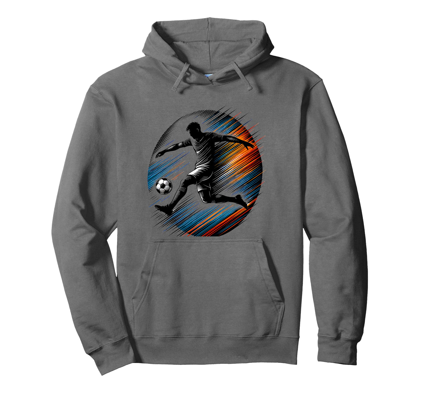 Soccer Player Jump Kick Speed Line Motion Hoodie - Graphic Print for Adults - T-Shirt, Sweatshirt, Hoodie