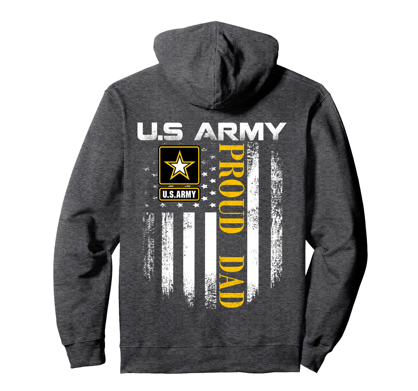 U S Army Proud Dad American Flag Gift Hoodie - Casual Everyday Wear Unisex - T-Shirt, Sweatshirt, Hoodie