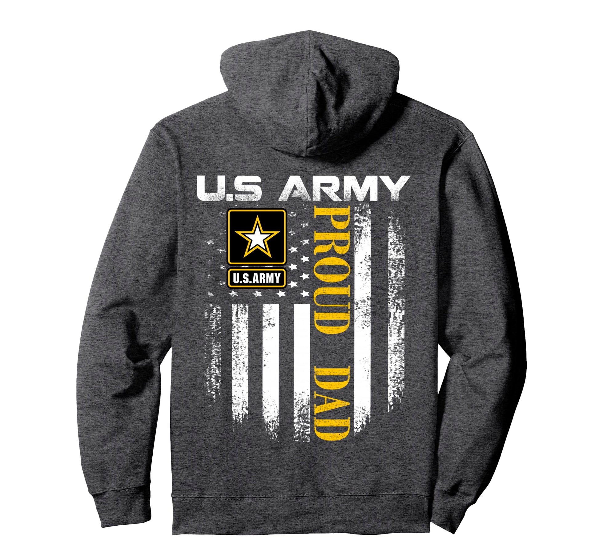 U S Army Proud Dad American Flag Gift Hoodie - Casual Everyday Wear Unisex - T-Shirt, Sweatshirt, Hoodie