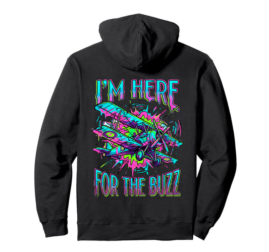 Airshow Here Buzz Single Prop Biplane Hoodie - Unique Graphic Men Women - T-Shirt, Sweatshirt, Hoodie