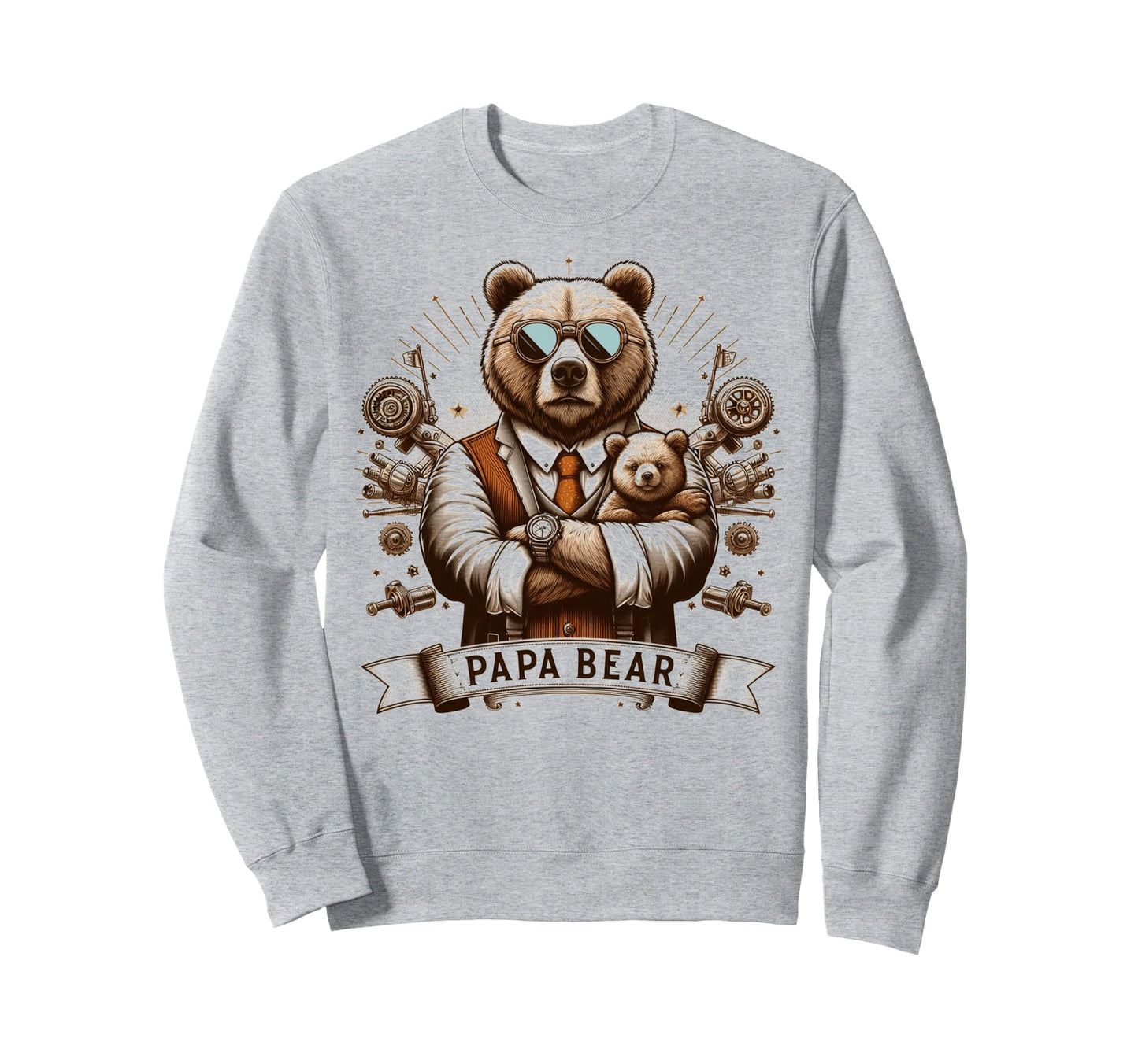 Papa Bear Funny Mechanic Bears Sweatshirt - Minimalist Print Men Women - T-Shirt, Sweatshirt, Hoodie