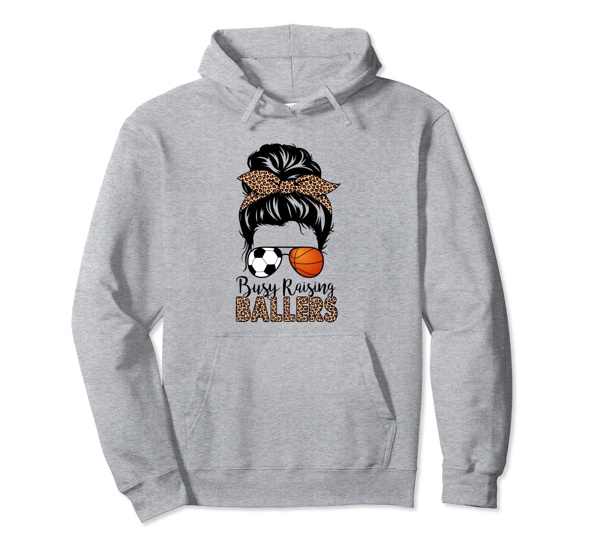 Soccer And Basketball Mom Messy Bun Hoodie - Fun Novelty Design Unisex - T-Shirt, Sweatshirt, Hoodie
