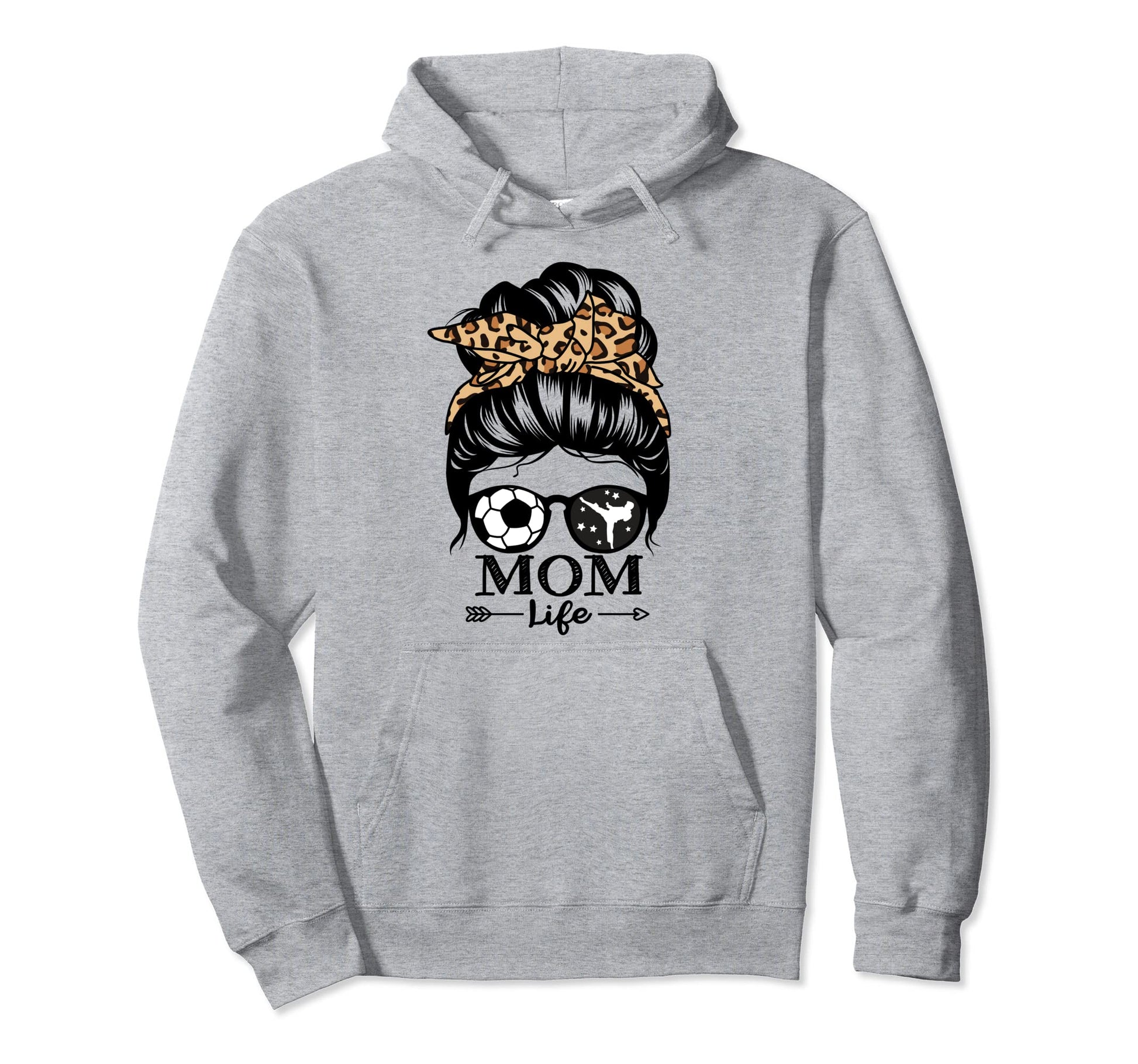 Mom Life Messy Bun Hair Funny Soccer Hoodie - Novelty Apparel Men Women - T-Shirt, Sweatshirt, Hoodie