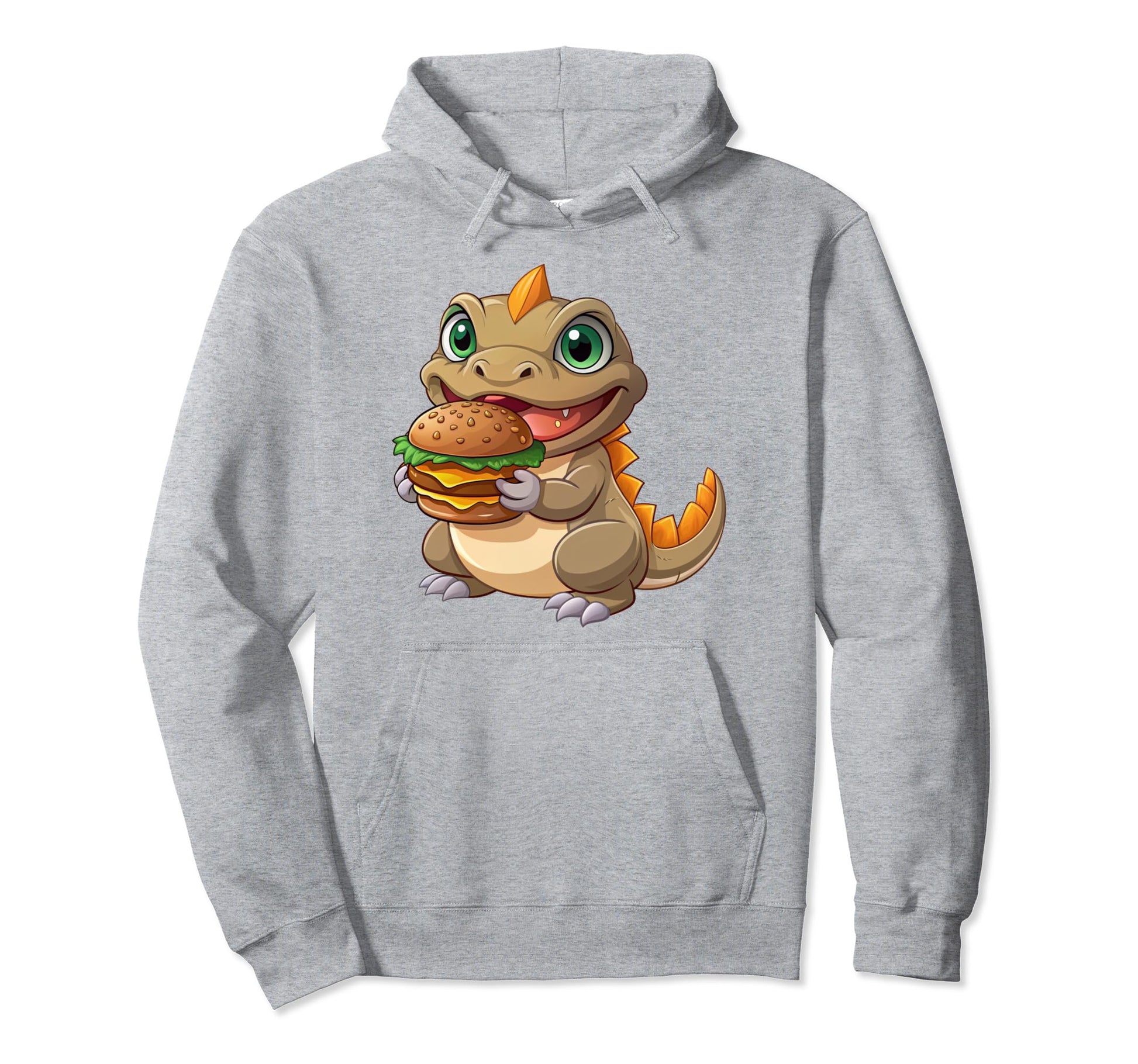 Bearded Dragon Eat Fast Food Hamburger Hoodie - Trendy Graphic Unisex - T-Shirt, Sweatshirt, Hoodie