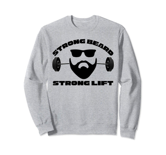 Bearded Dad Weight Lifting Sweatshirt - Minimalist Print for Adults - T-Shirt, Sweatshirt, Hoodie