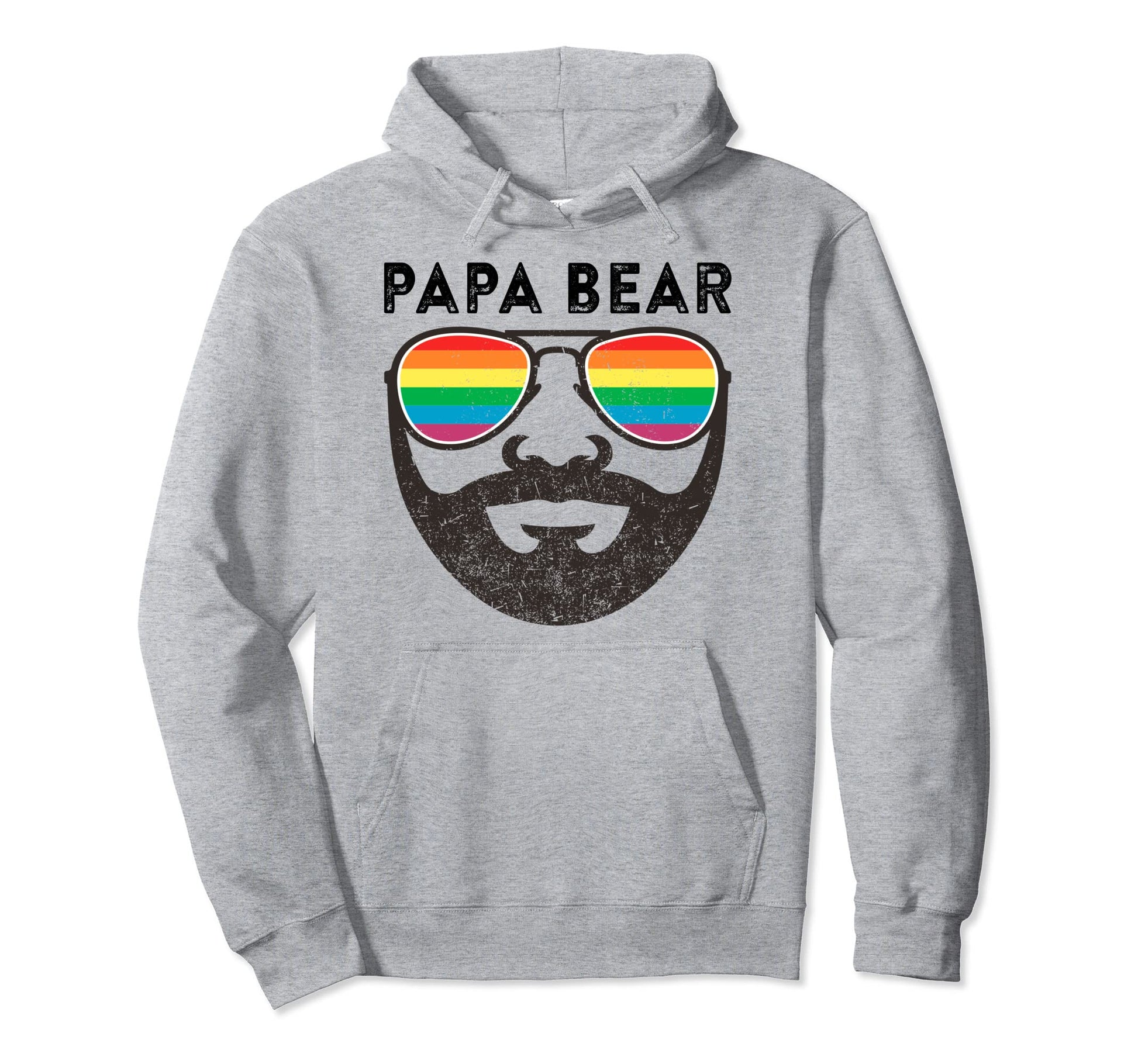 Papa Bear Bearded Gay Rainbow Hoodie - Trendy Graphic for Adults - T-Shirt, Sweatshirt, Hoodie