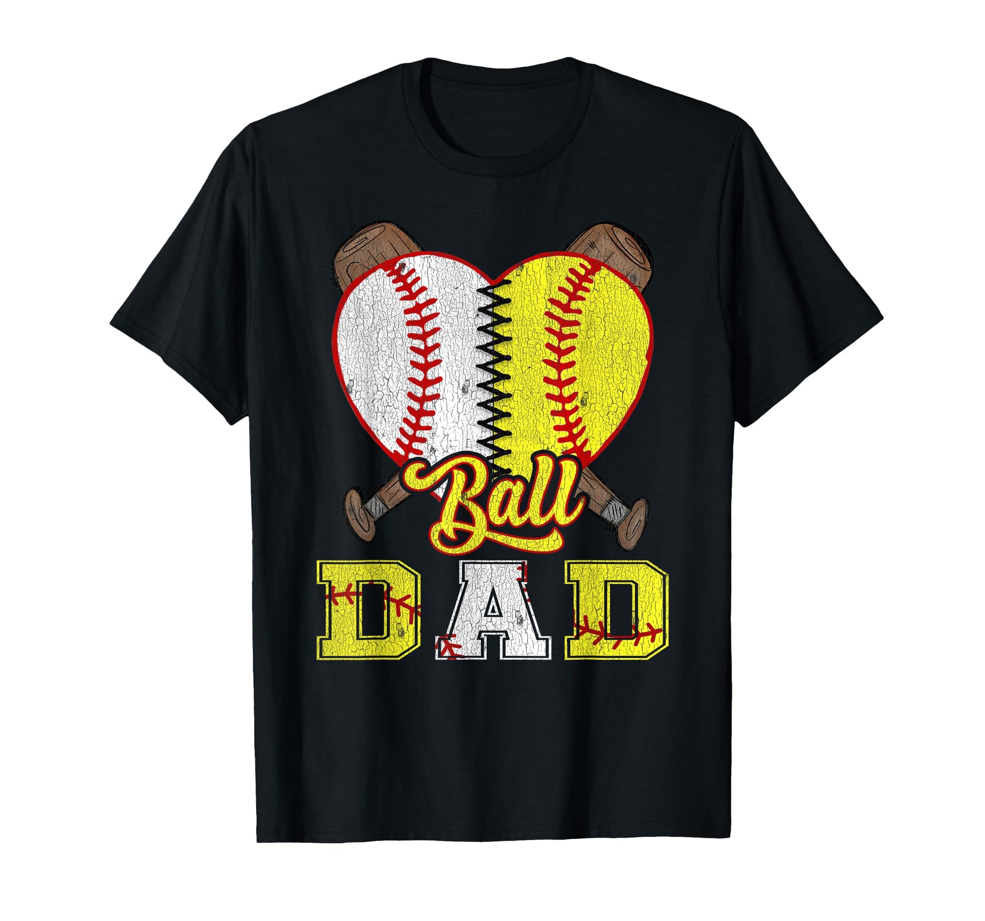 Dad Both Ball Dad Half Softball T-Shirt - Casual Everyday Wear Men Women - T-Shirt, Sweatshirt, Hoodie
