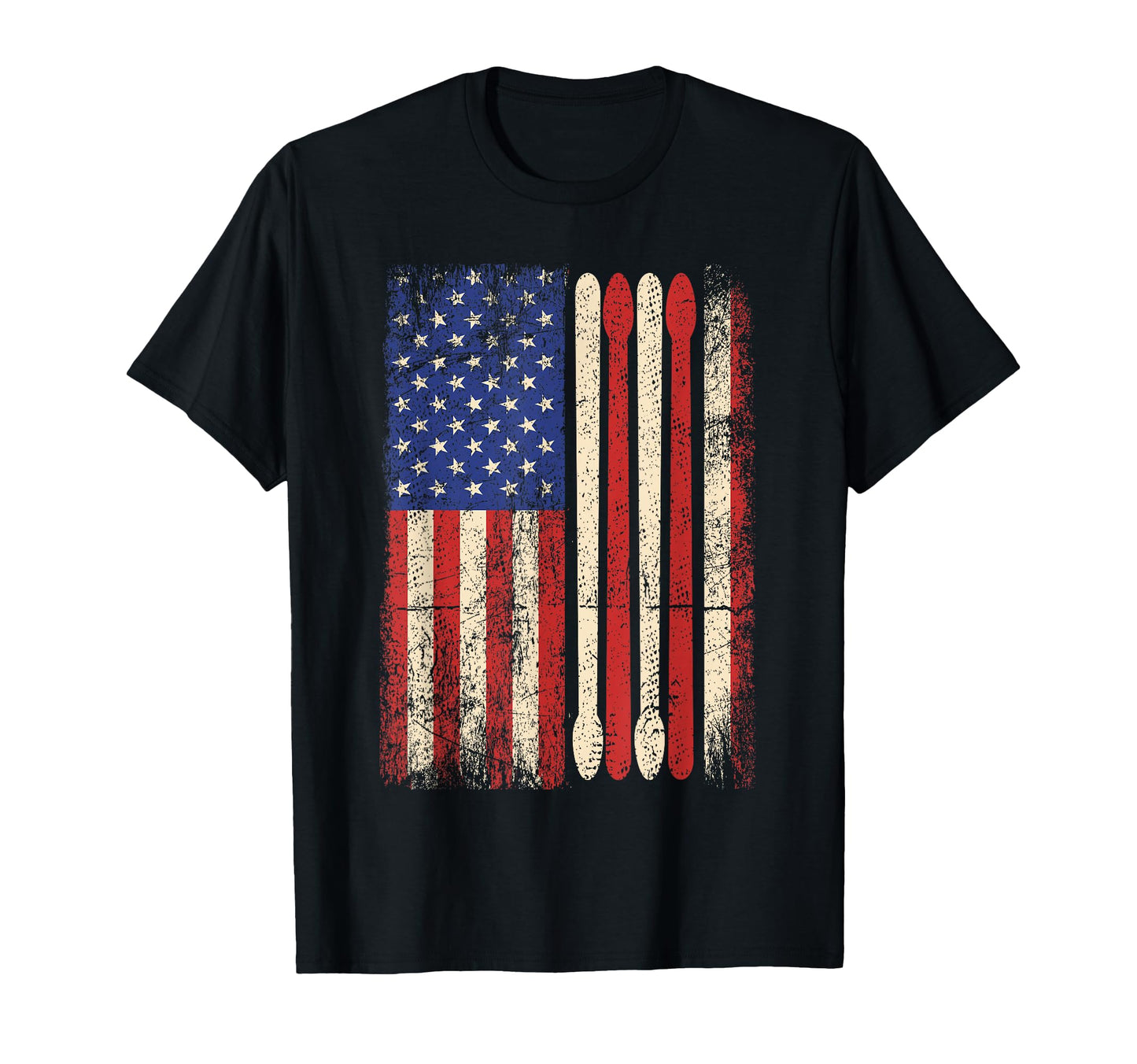 Drummer Drum Stick Usa Flag American T-Shirt - Graphic Print for Adults - T-Shirt, Sweatshirt, Hoodie