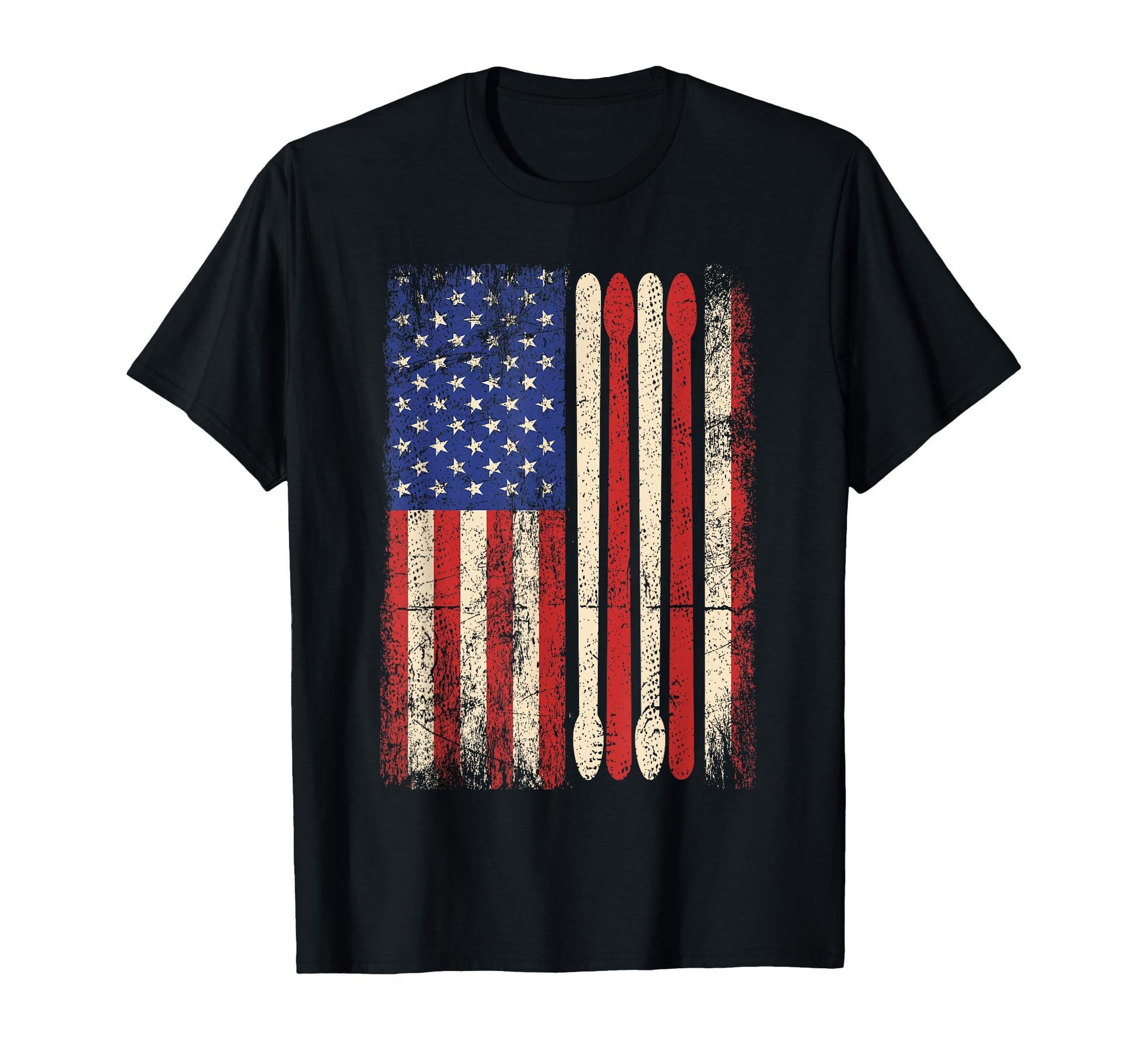 Drummer Drum Stick Usa Flag American T-Shirt - Graphic Print for Adults - T-Shirt, Sweatshirt, Hoodie