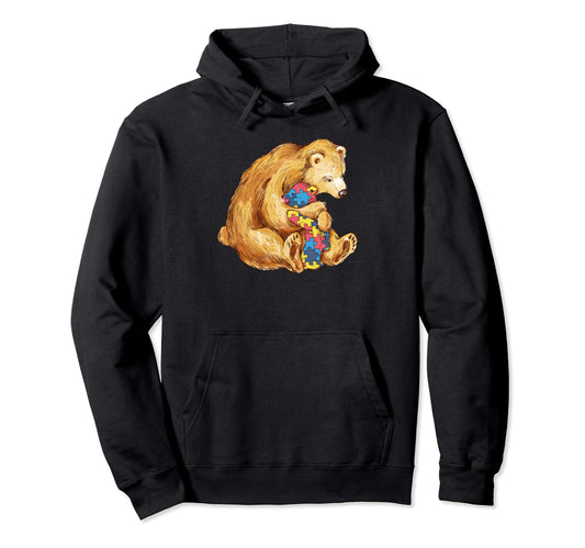 Autism Bear Mama And Papa Autism Hoodie - Minimalist Print Men Women - T-Shirt, Sweatshirt, Hoodie