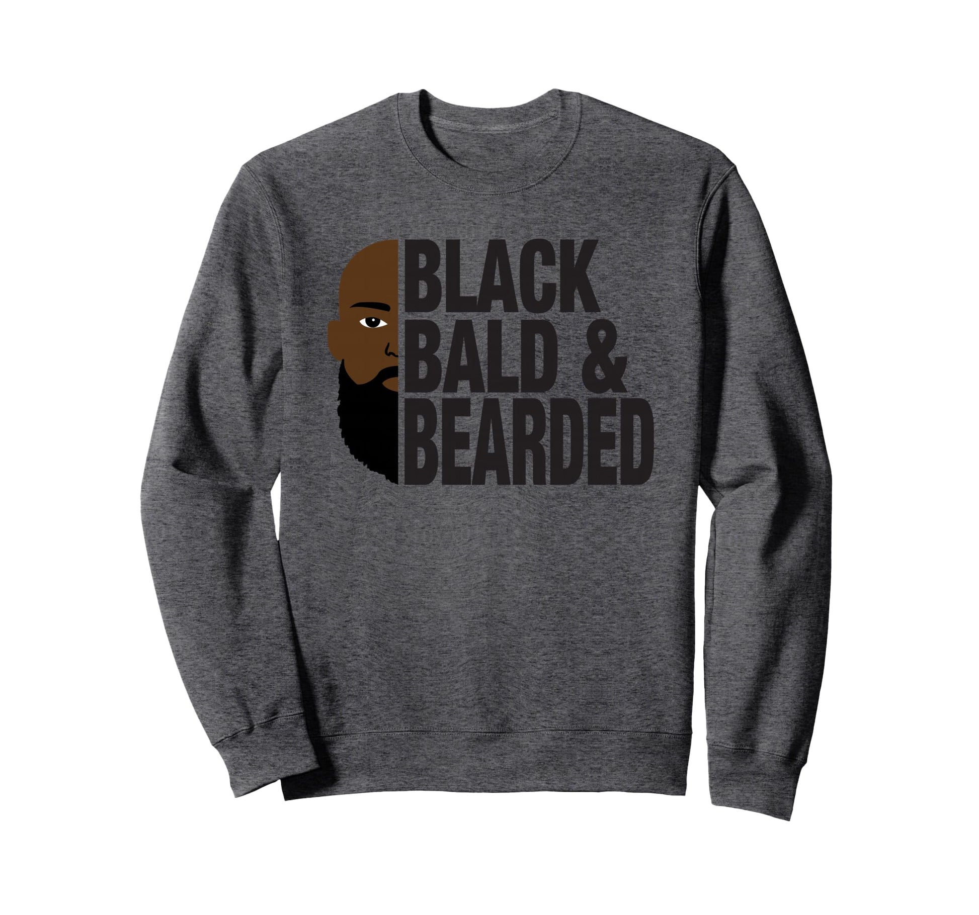 Black Bald And Bearded Face African Sweatshirt - Aesthetic Graphic Unisex - T-Shirt, Sweatshirt, Hoodie