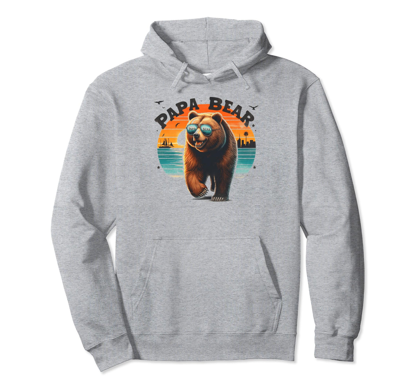 Papa Bear Sunglasses Funny Bear Dad Hoodie - Aesthetic Graphic Unisex - T-Shirt, Sweatshirt, Hoodie