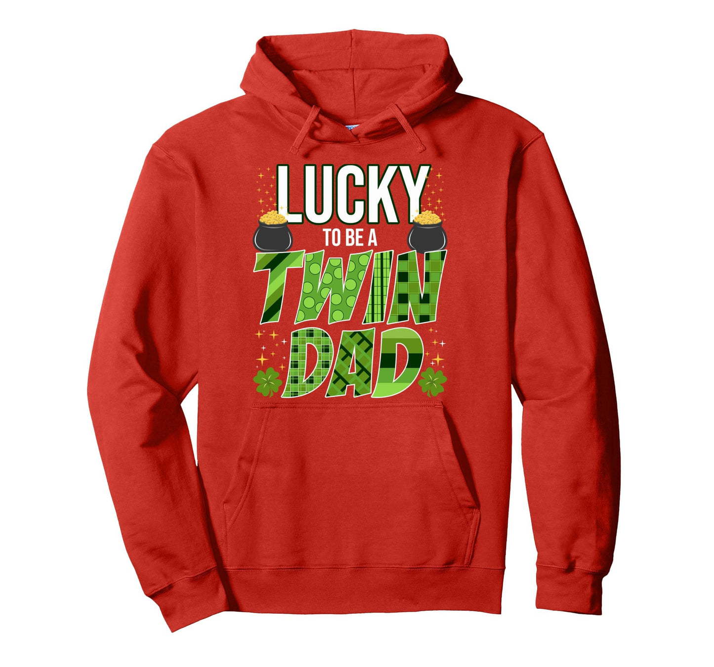 Lucky Twin Dad Shamrock Irish Pride Hoodie - Unique Graphic for Adults - T-Shirt, Sweatshirt, Hoodie