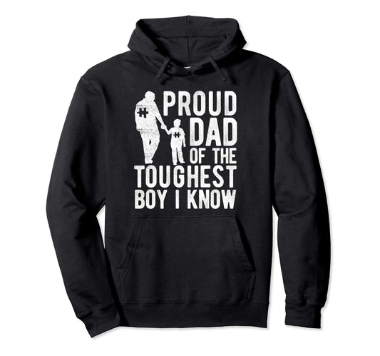 Autism Proud Dad Toughest I Know Hoodie - Minimalist Print for Adults - T-Shirt, Sweatshirt, Hoodie