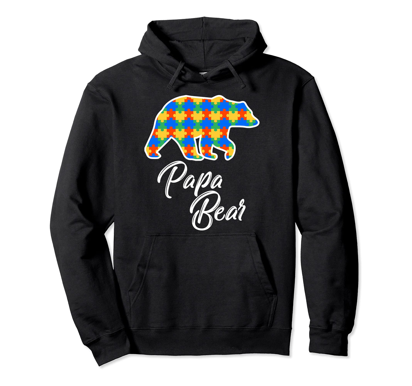 Bear Autism Puzzle Awareness Papa Hoodie - Fun Novelty Design for Adults - T-Shirt, Sweatshirt, Hoodie