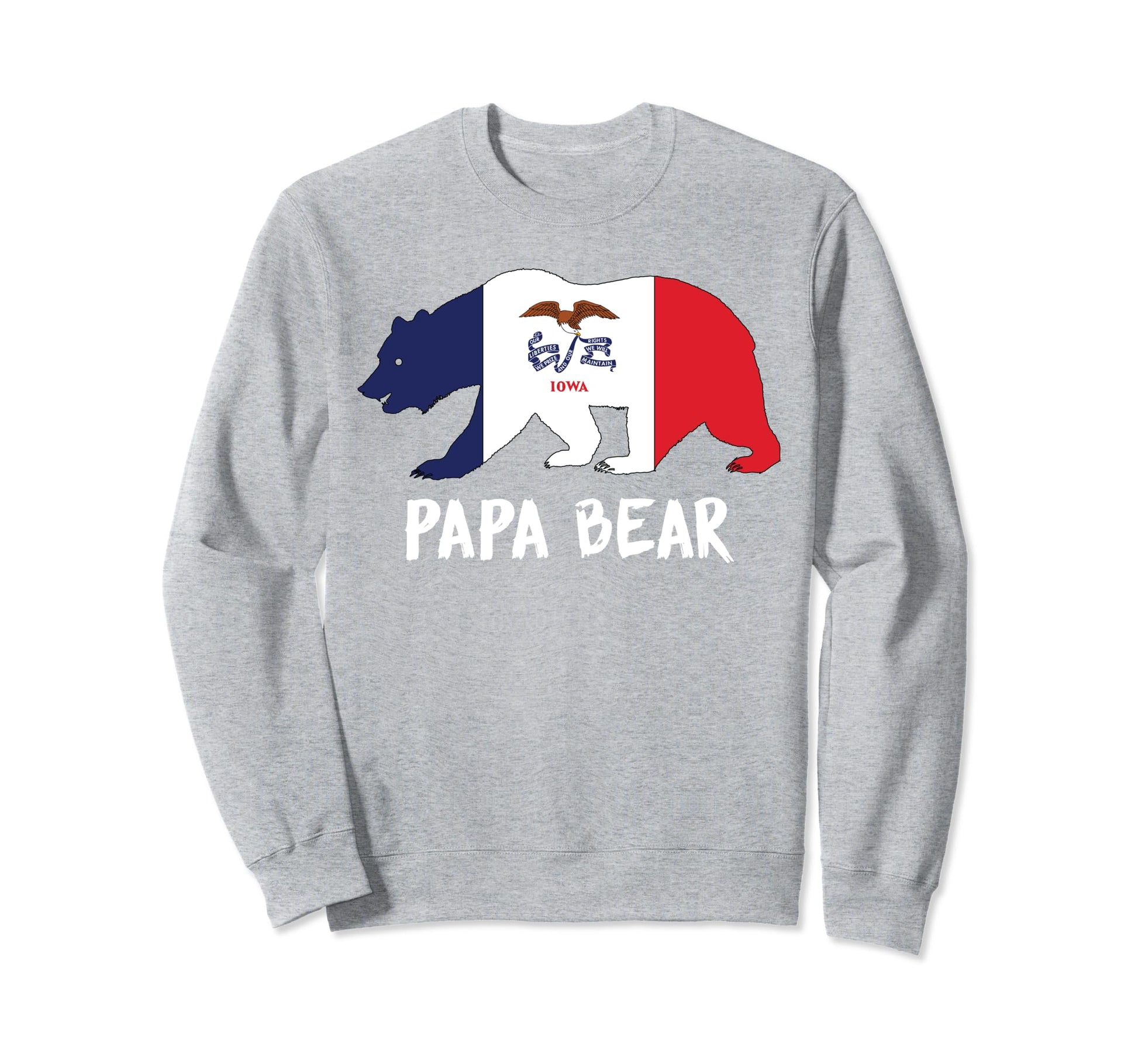 Iowa Ia Flag Papa Bear Fathers Sweatshirt - Custom Art Print for Adults - T-Shirt, Sweatshirt, Hoodie