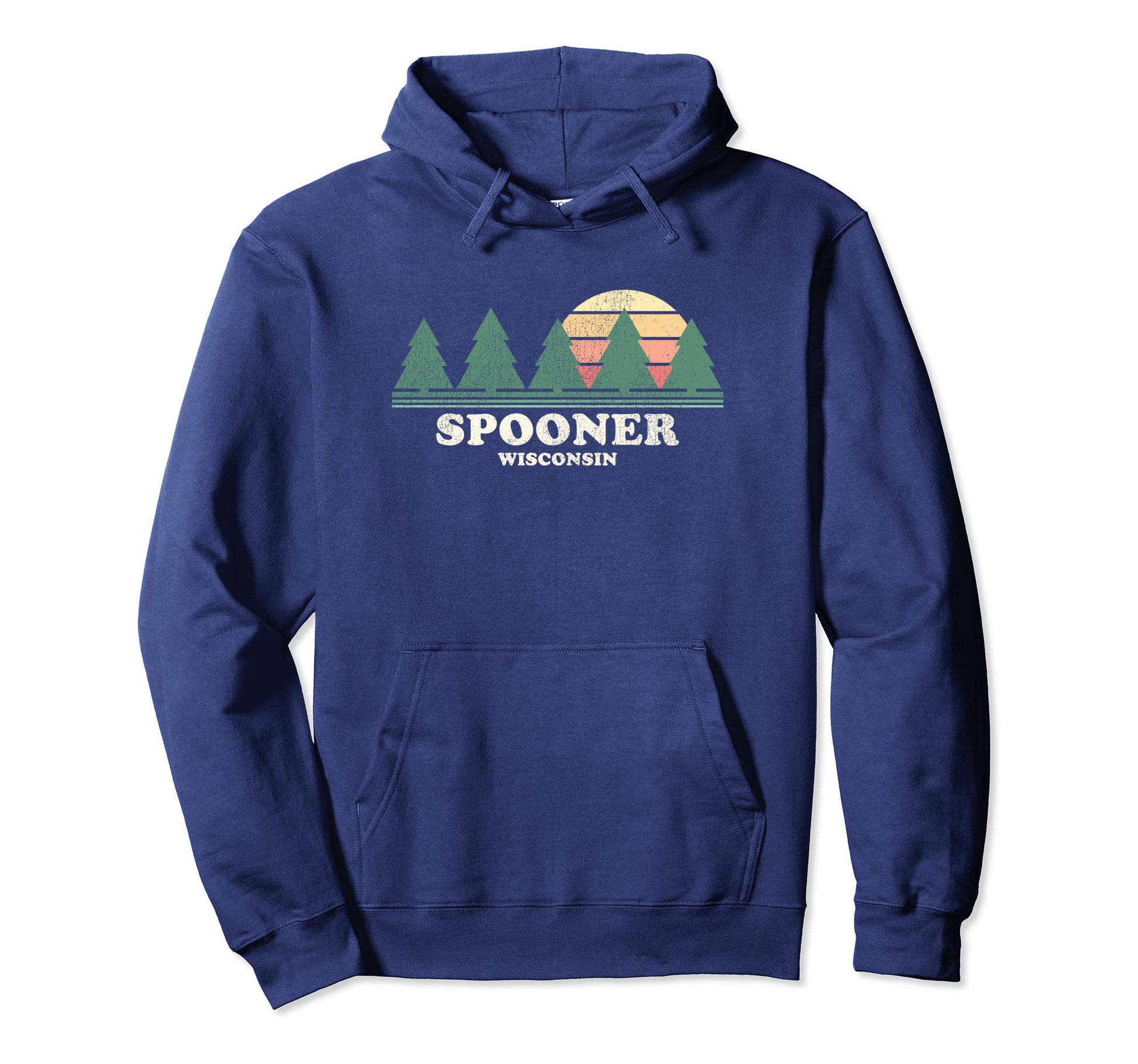 Spooner Wi Throwback 70S Hoodie - Fun Novelty Design for Adults - T-Shirt, Sweatshirt, Hoodie