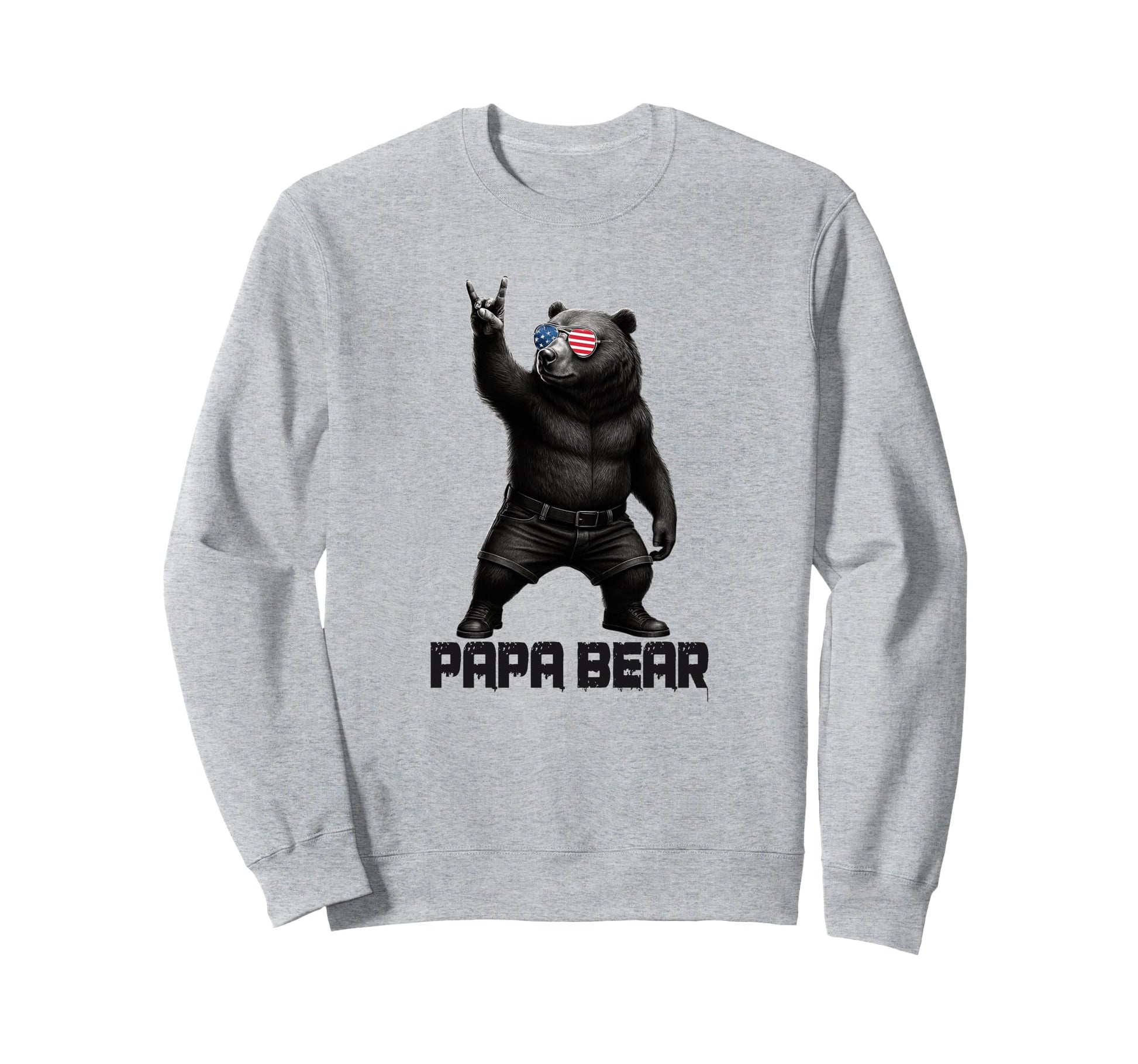 Papa Bear Grizzly Bear Rock Gesture Sweatshirt - Aesthetic Graphic Unisex - T-Shirt, Sweatshirt, Hoodie