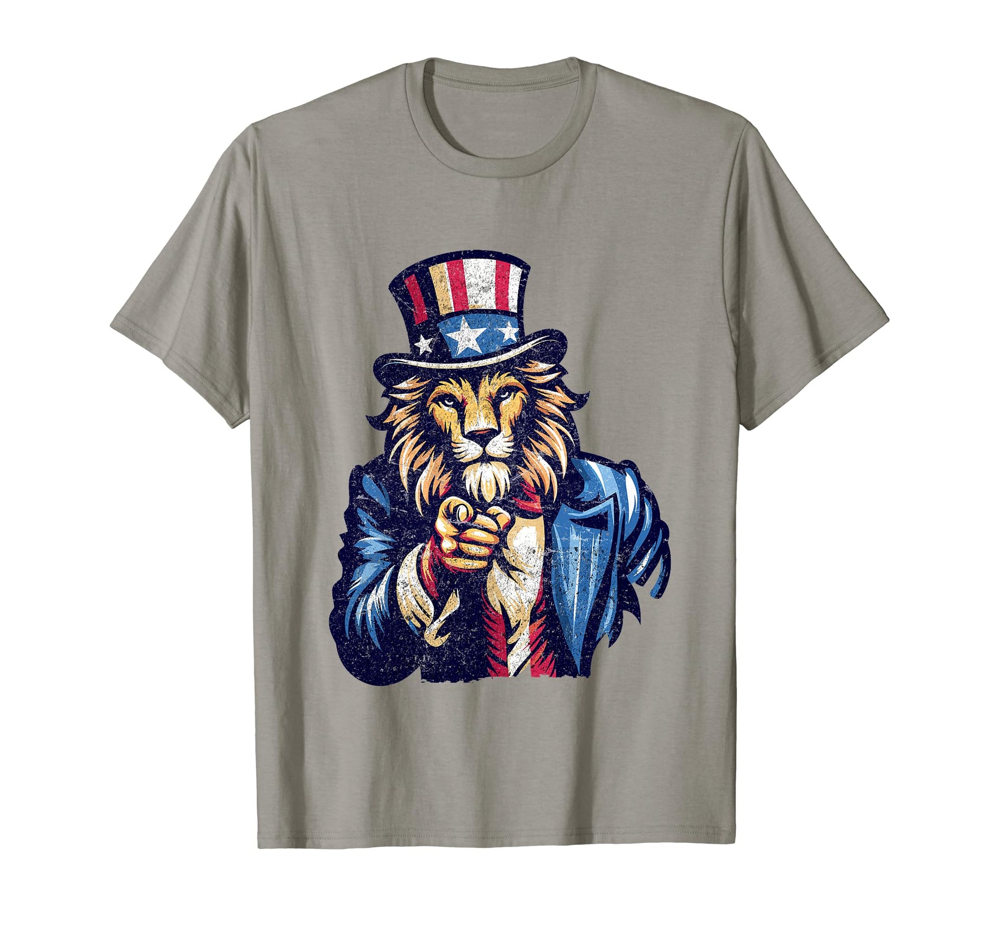 Lion Uncle Sam Pointing Finger 4Th T-Shirt - Fun Novelty Design Unisex - T-Shirt, Sweatshirt, Hoodie