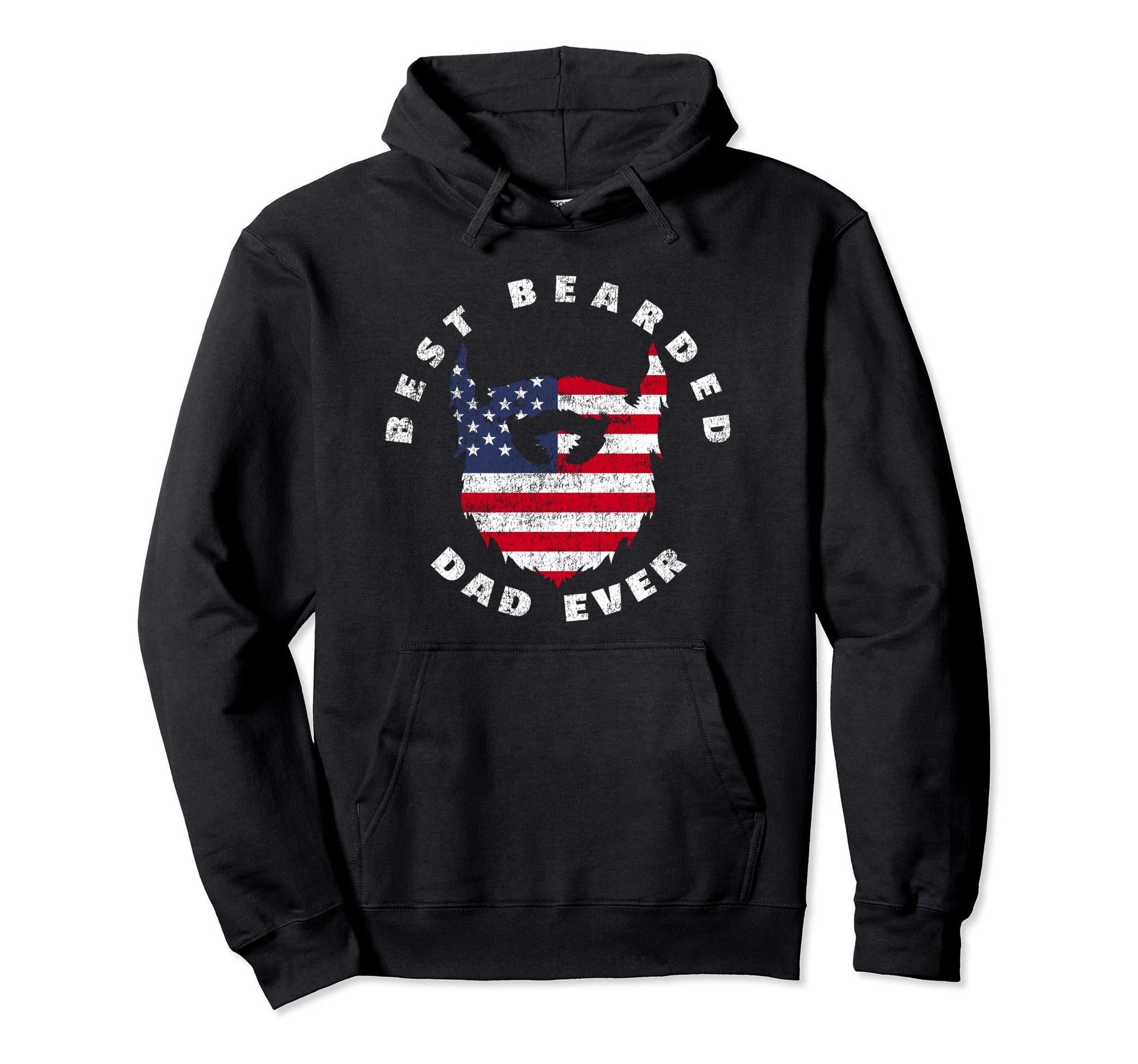 Best Bearded Dad Ever American Flag Hoodie - Casual Everyday Wear Unisex - T-Shirt, Sweatshirt, Hoodie