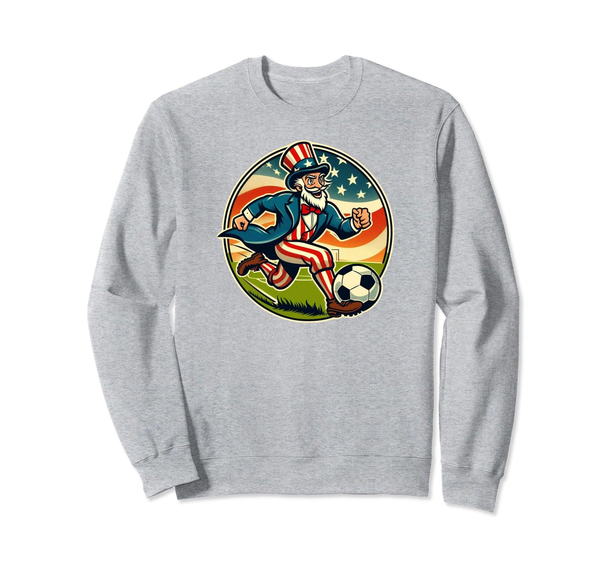Uncle Sam Playing Soccer America Sweatshirt - Aesthetic Graphic Unisex - T-Shirt, Sweatshirt, Hoodie