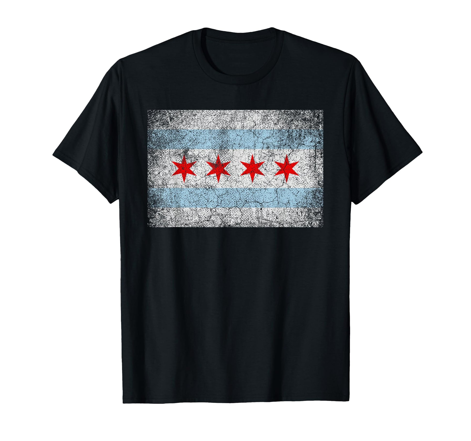 Chicago Flag Distressed Pride Gift T-Shirt - Trendy Graphic Men Women - T-Shirt, Sweatshirt, Hoodie