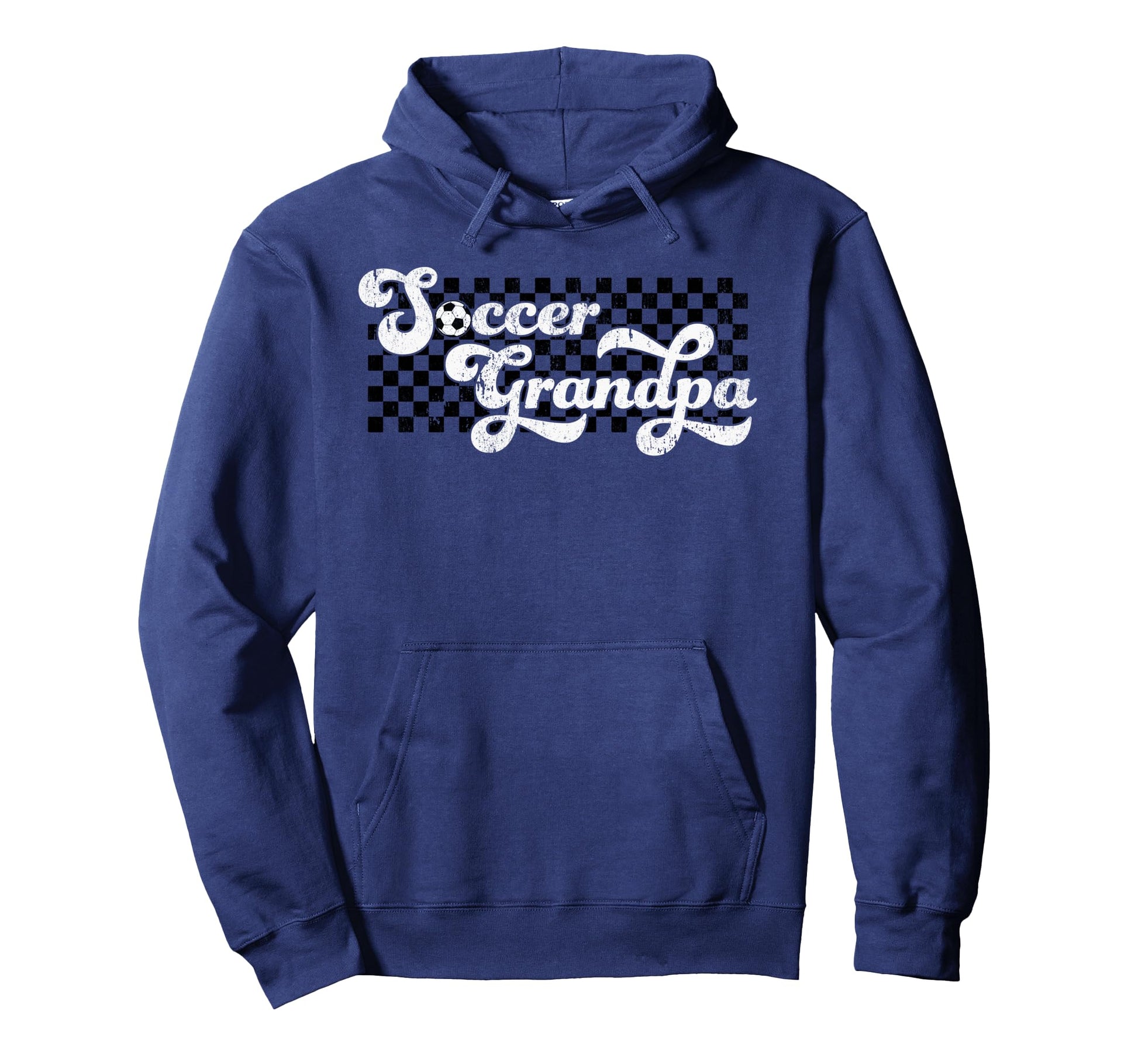 Soccer Grandpa Grandfather Checkered Hoodie - Fun Novelty Design Unisex - T-Shirt, Sweatshirt, Hoodie