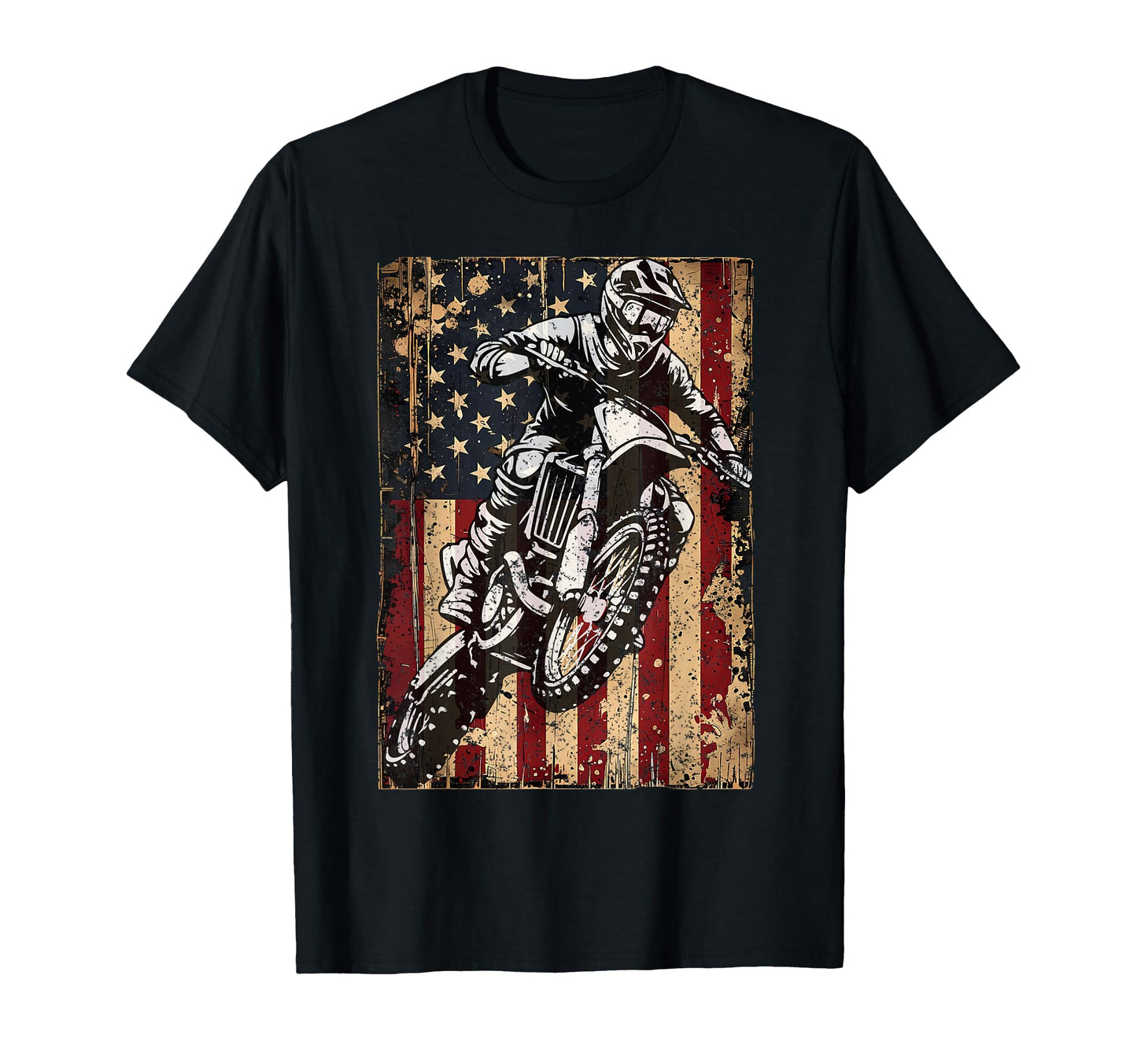 Dirt Bike Usa Flag Motocross Riders T-Shirt - Minimalist Print Men Women - T-Shirt, Sweatshirt, Hoodie