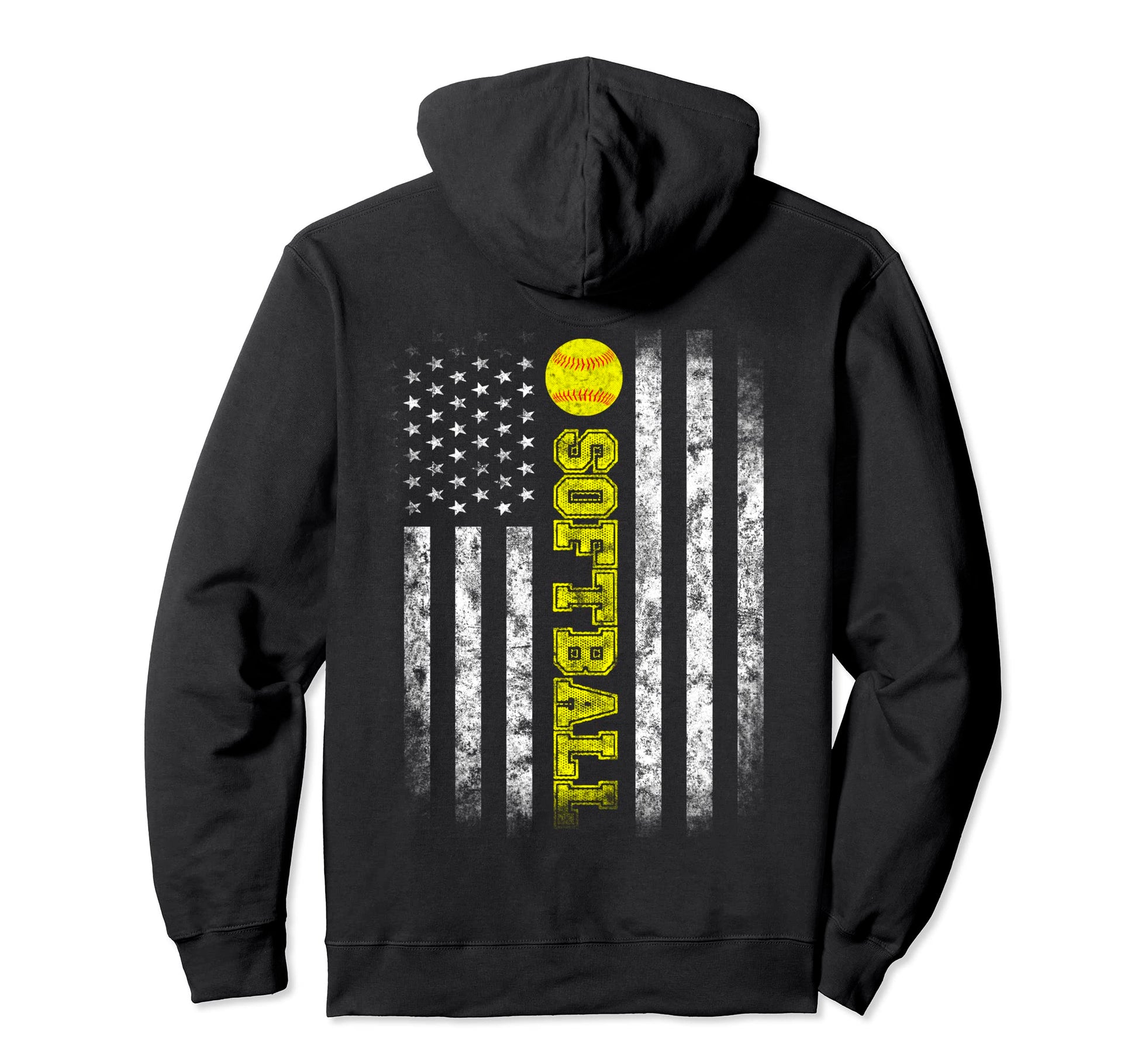 American Flag Softball Team Love Hoodie - Unique Graphic for Adults - T-Shirt, Sweatshirt, Hoodie