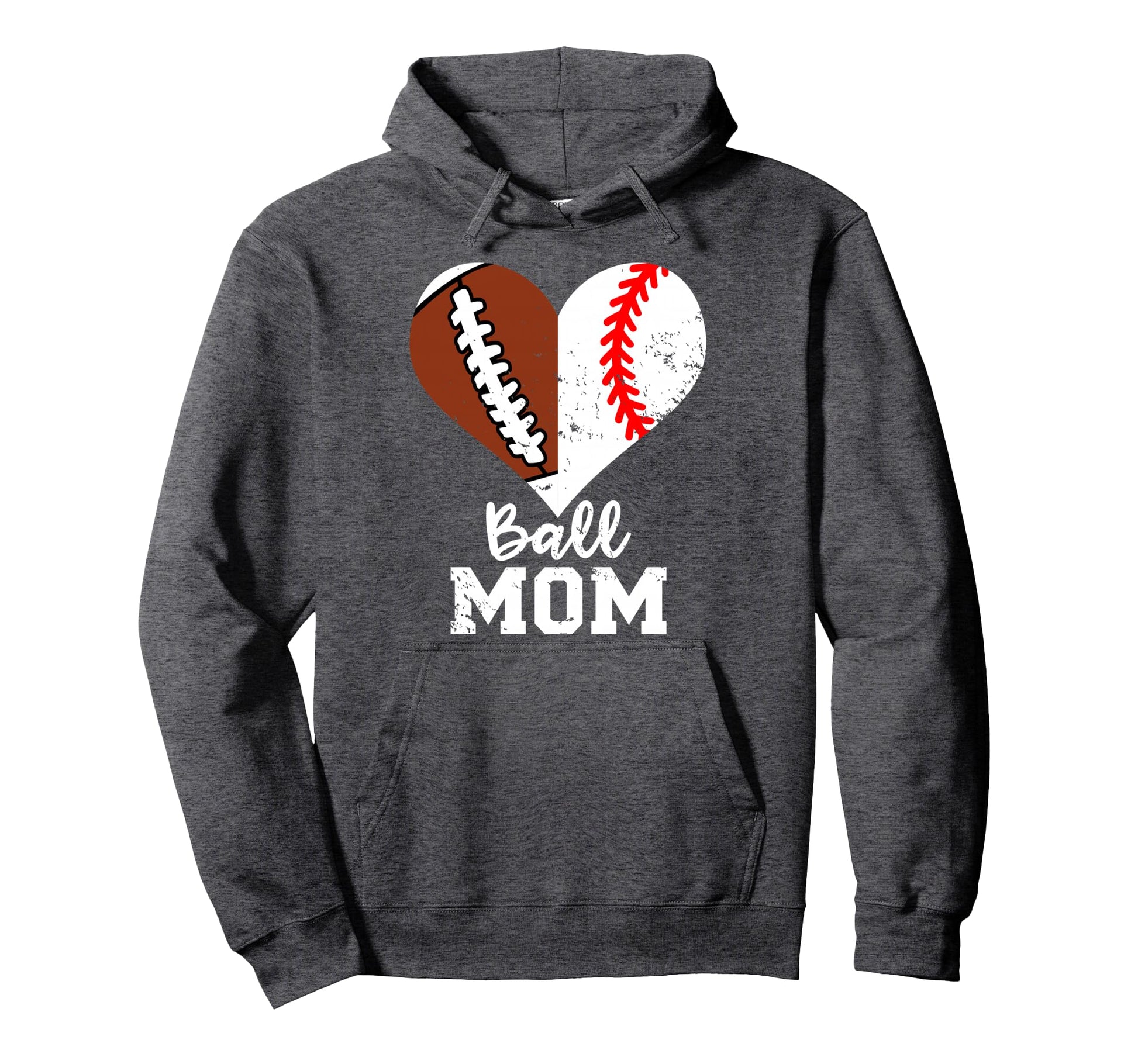 Ball Mom Heart Funny Football Baseball Hoodie - Custom Art Print Unisex - T-Shirt, Sweatshirt, Hoodie