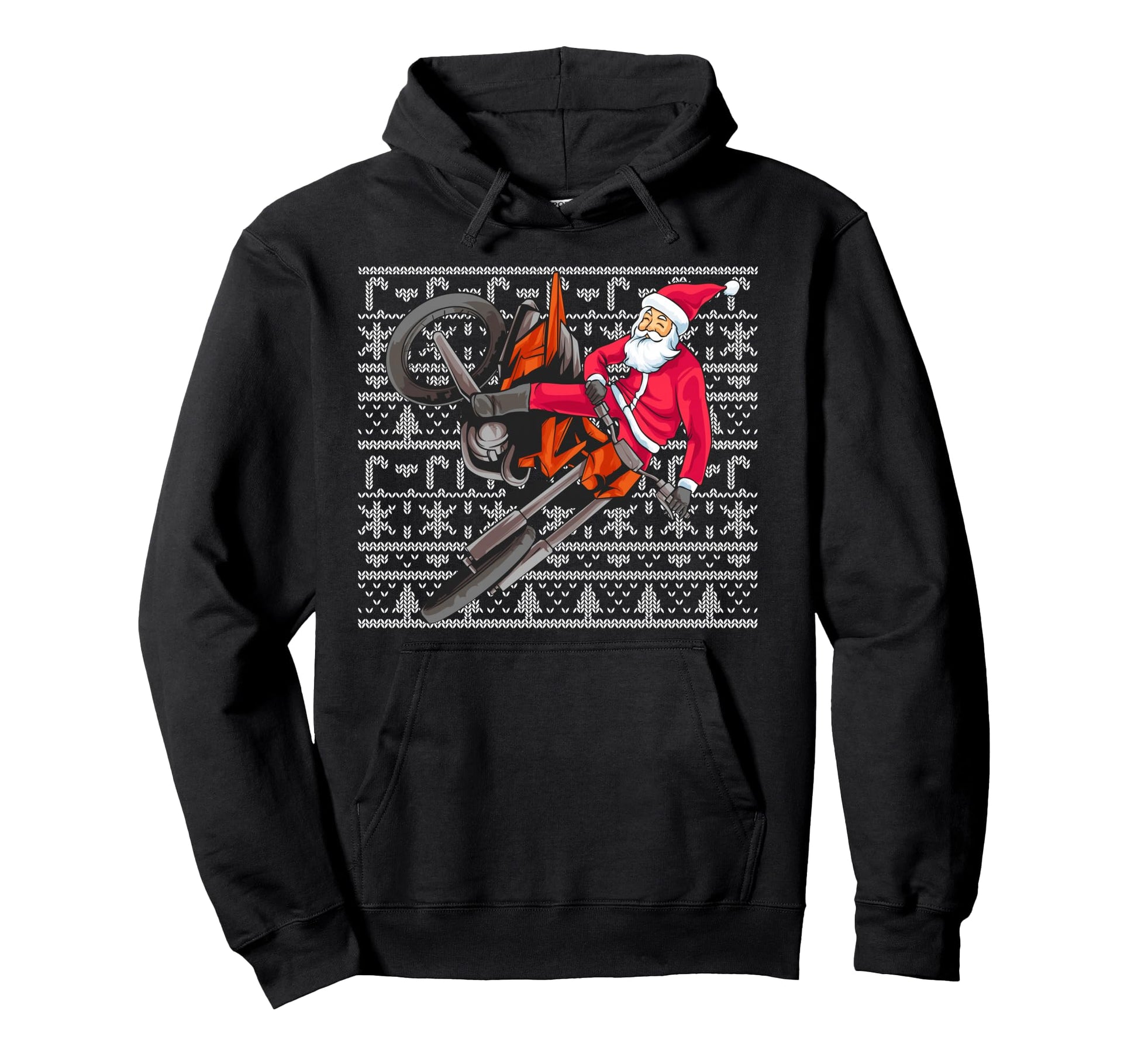 Motocross Santa Claus Ugly Dirt Bike Hoodie - Casual Everyday Wear Unisex - T-Shirt, Sweatshirt, Hoodie