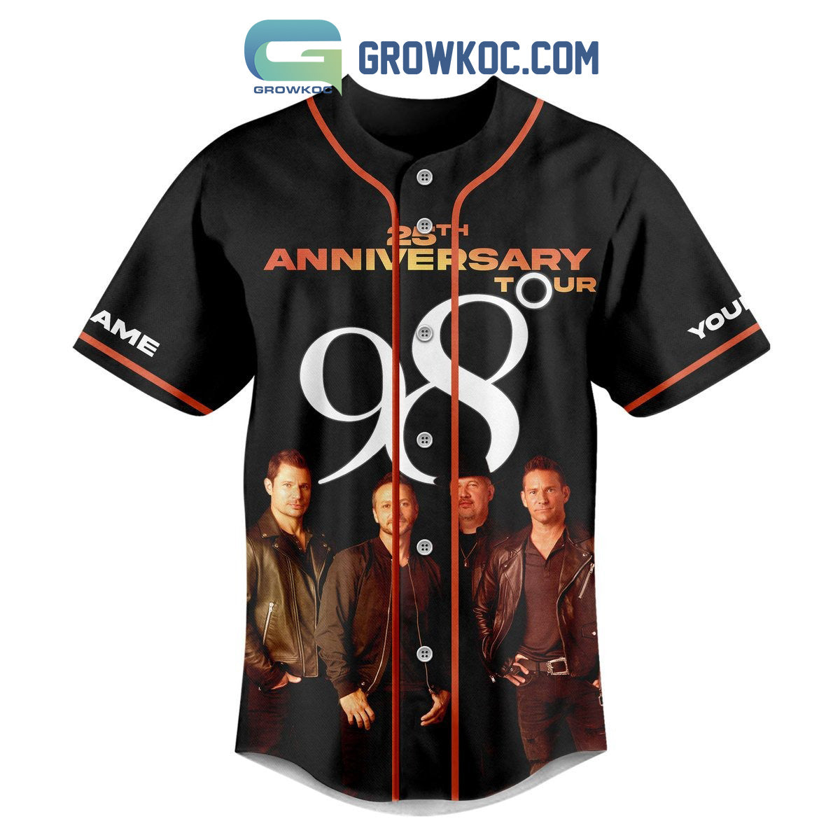98 Degrees 25th Anniversary Tour Personalized Baseball Jersey baseball jersey product view 2
