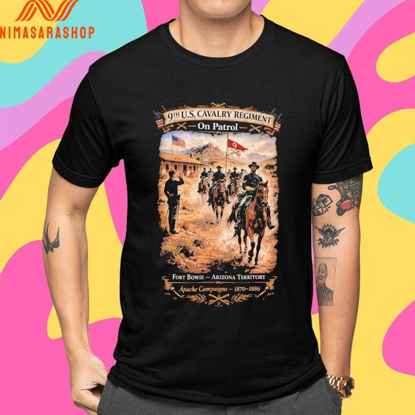 9th Cavalry Regiment On Patrol Fort Bowie Arizona - Adult & Kids T-Shirts, Sweatshirts & Hoodies apparel design preview 4