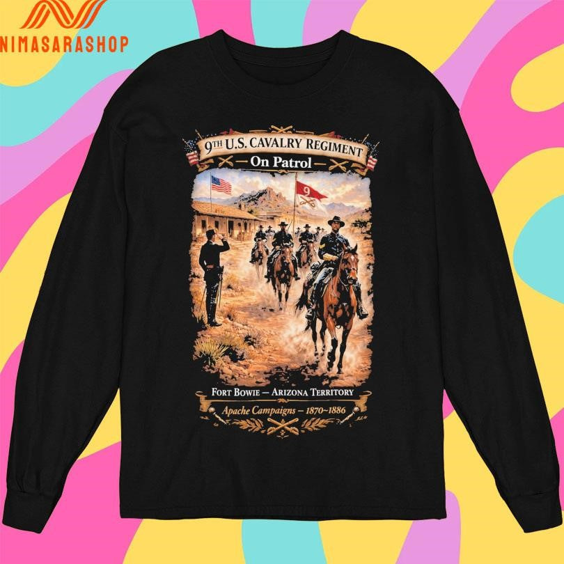9th Cavalry Regiment On Patrol Fort Bowie Arizona - Adult & Kids T-Shirts, Sweatshirts & Hoodies apparel design preview 3